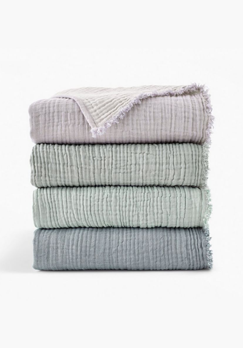 Truly Soft Two-Toned Organic Throw Blanket in Grey