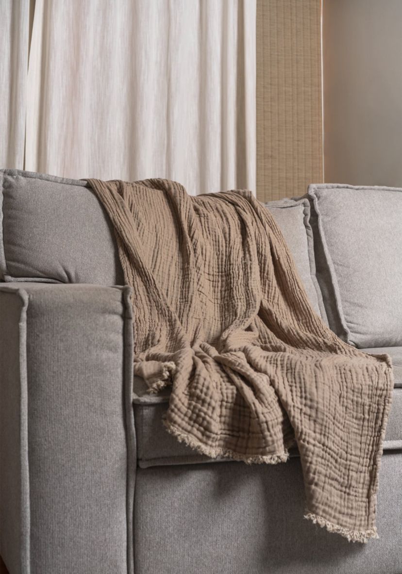 Truly Soft Two-Toned Organic Throw Blanket in Olive Green