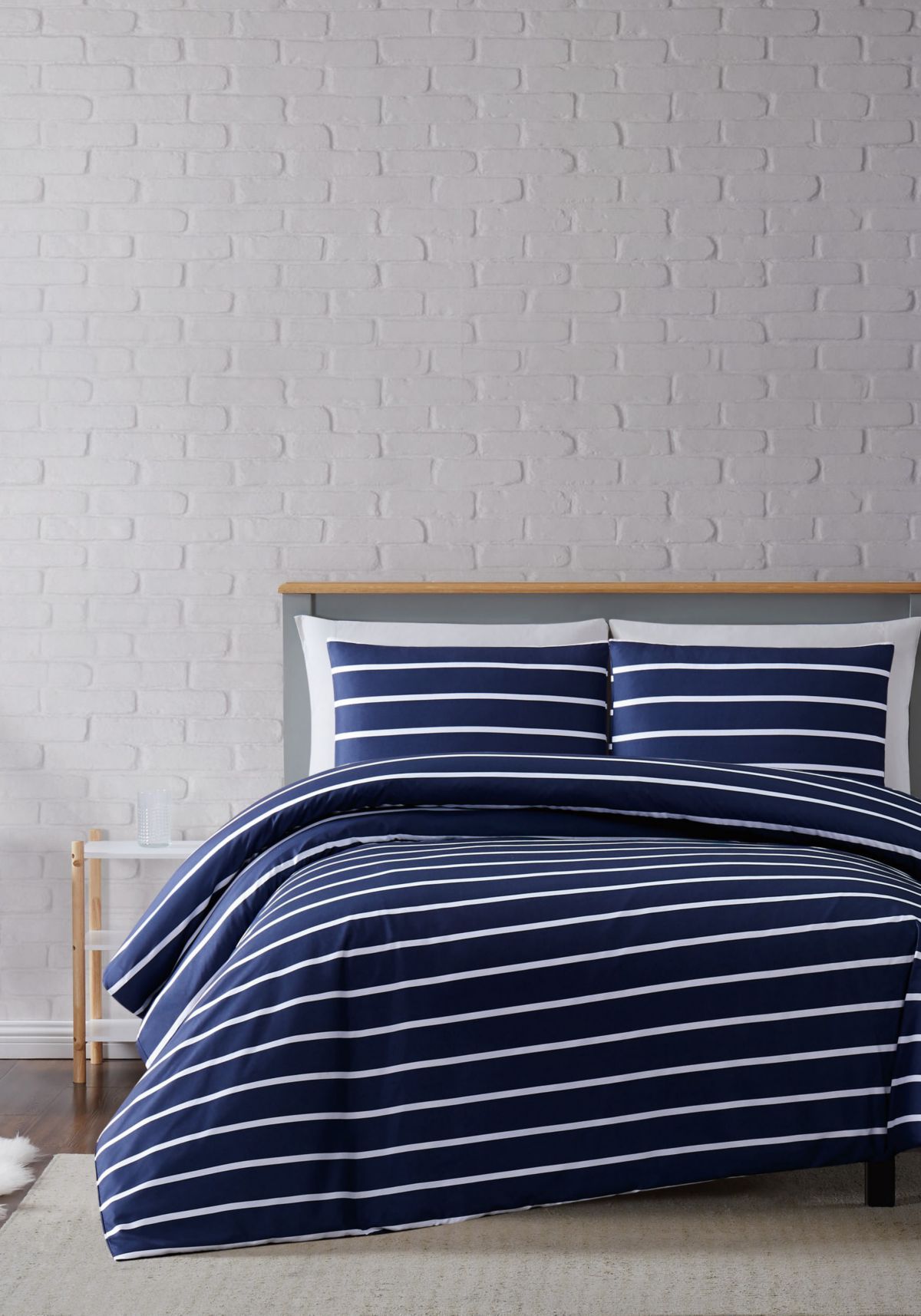 Truly Soft Maddow Stripe Grey King 3-Piece Duvet Cover Set