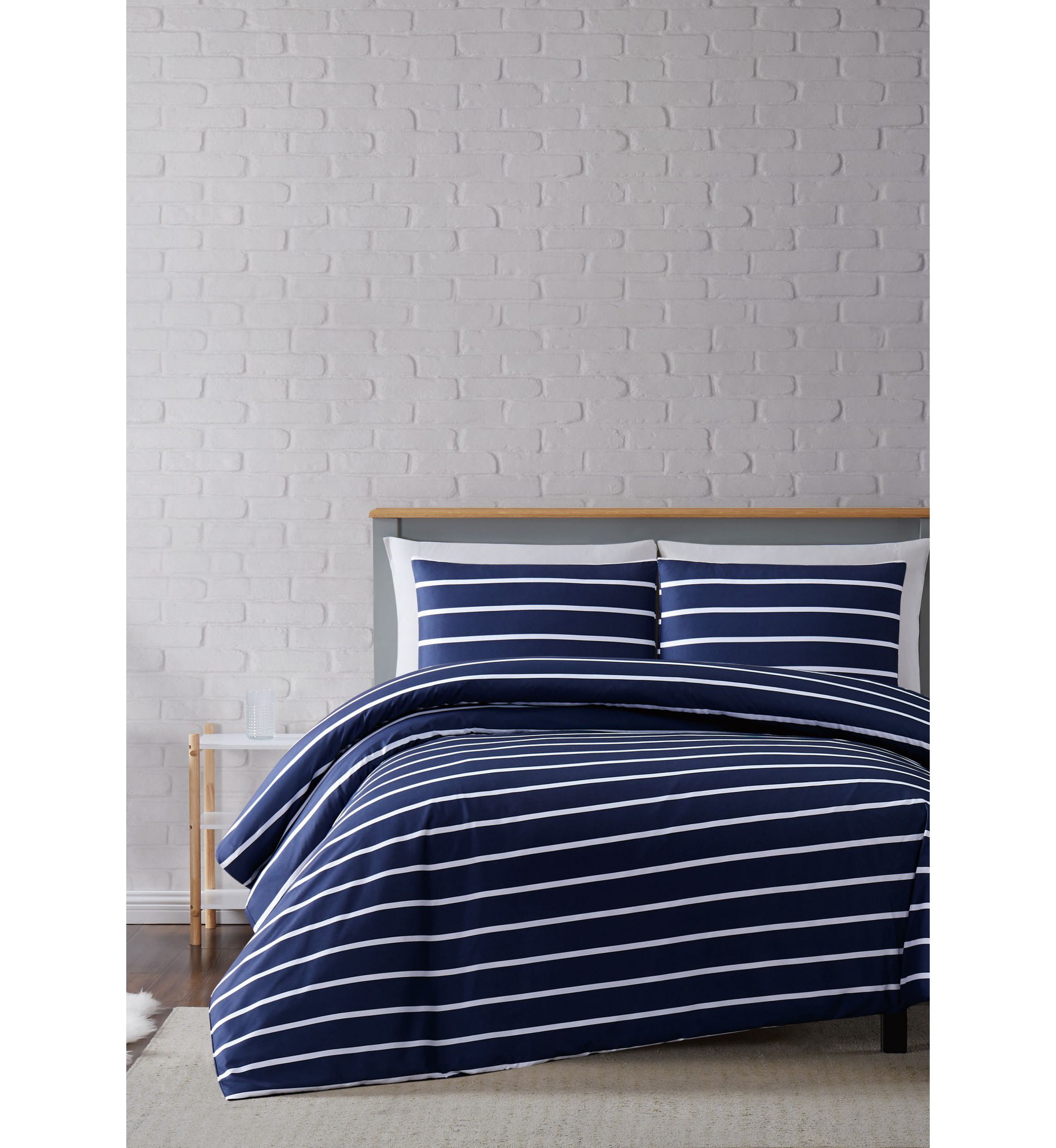Truly Soft Maddow Stripe Grey King 3-Piece Duvet Cover Set