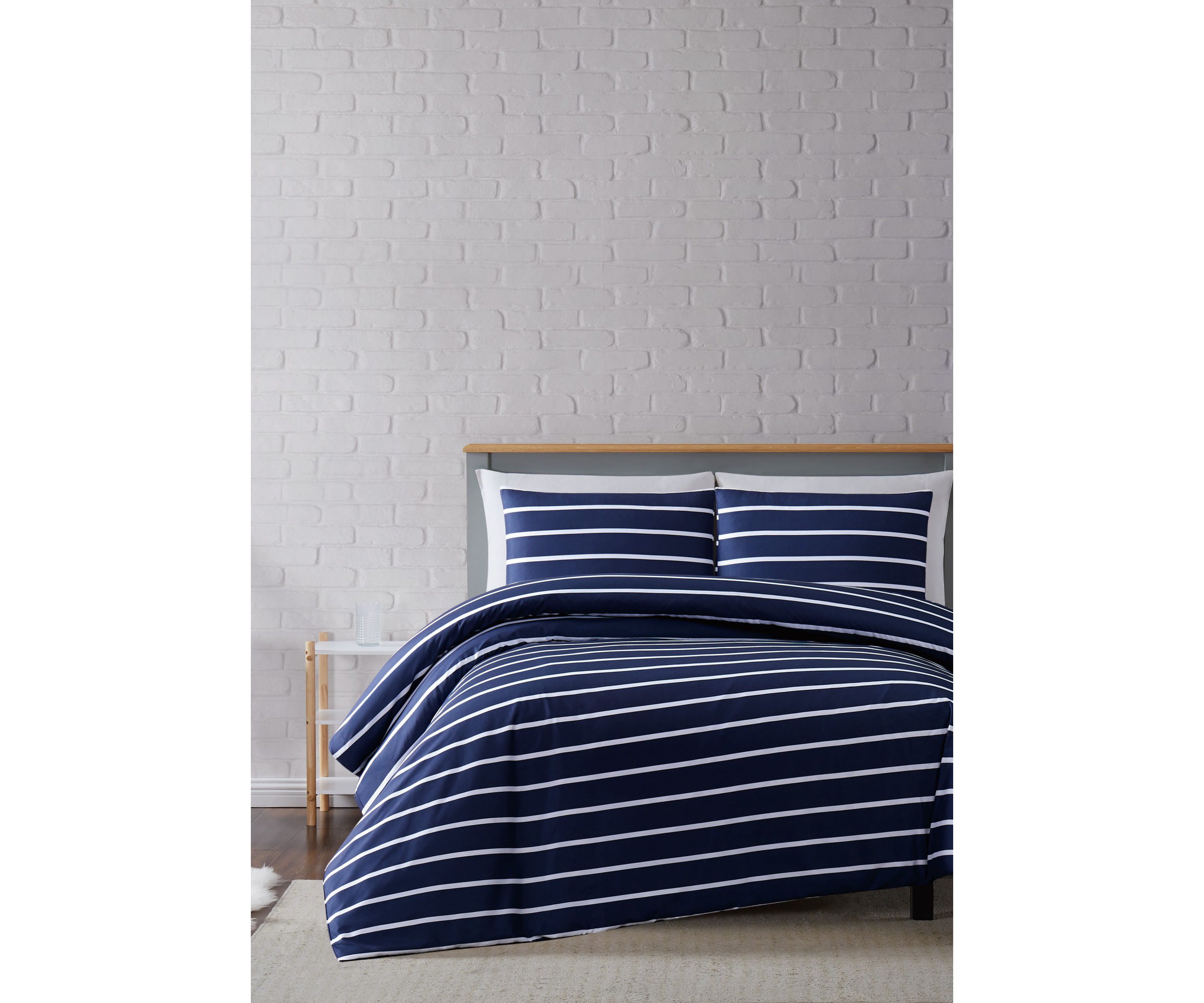 Truly Soft Maddow Stripe Grey King 3-Piece Duvet Cover Set