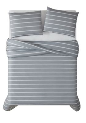 Truly Soft Maddow Stripe Grey King 3-Piece Duvet Cover Set