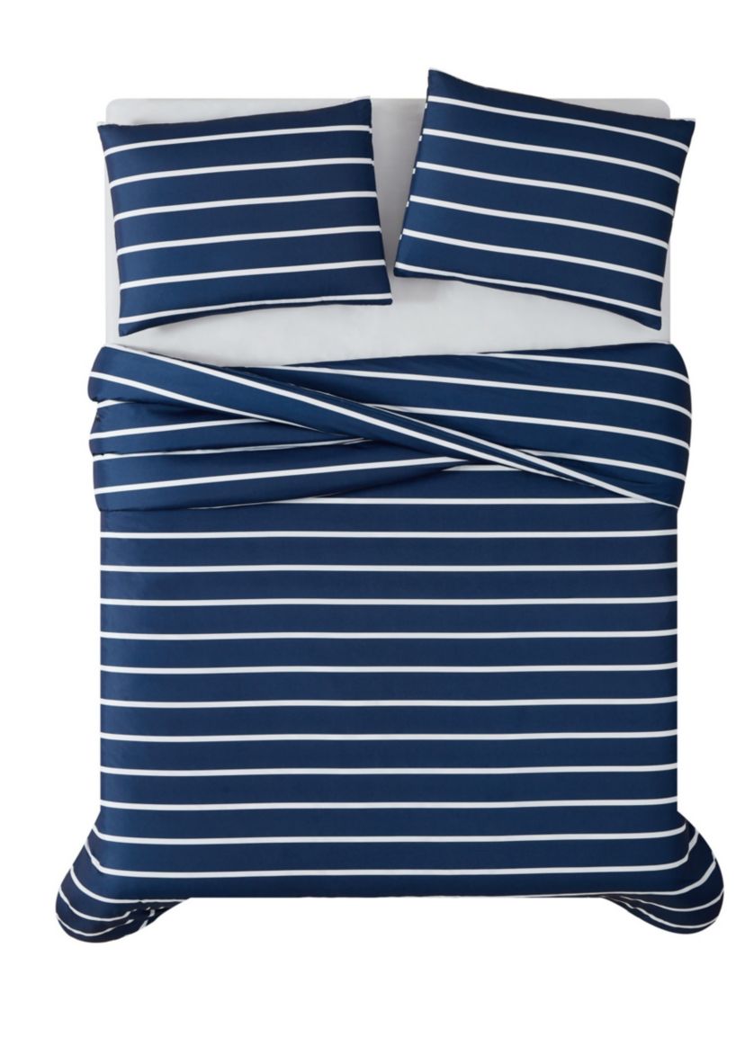 Truly Soft Maddow Stripe Grey King 3-Piece Duvet Cover Set