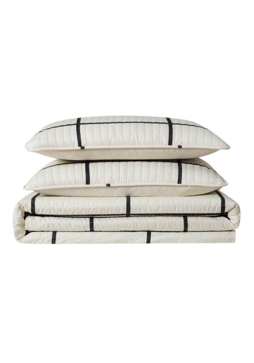Truly Soft Kurt Windowpane Full/Queen 3-Piece Quilt Set
