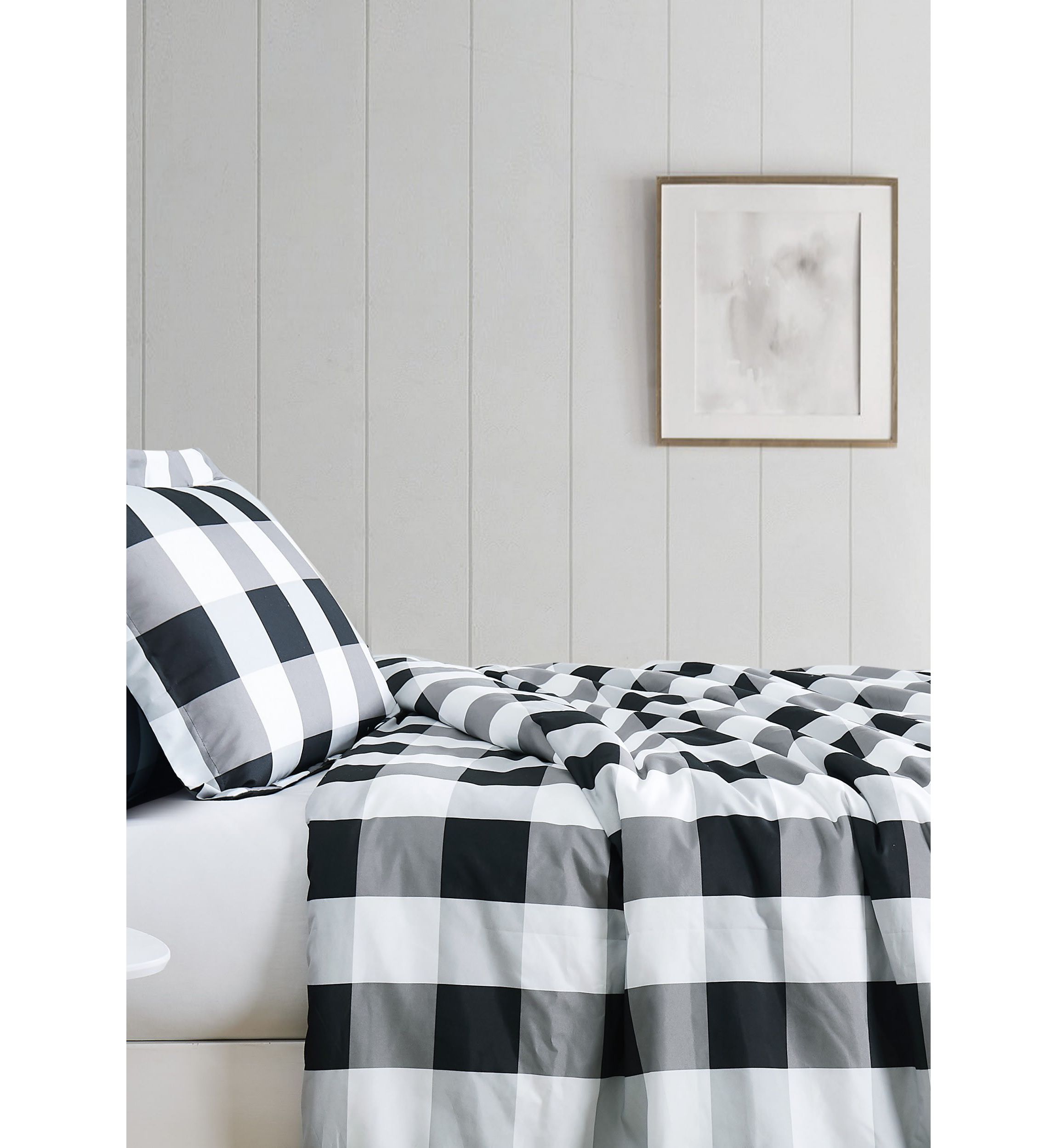 Truly Soft Everyday Buffalo Plaid Black King XL Duvet Cover Set