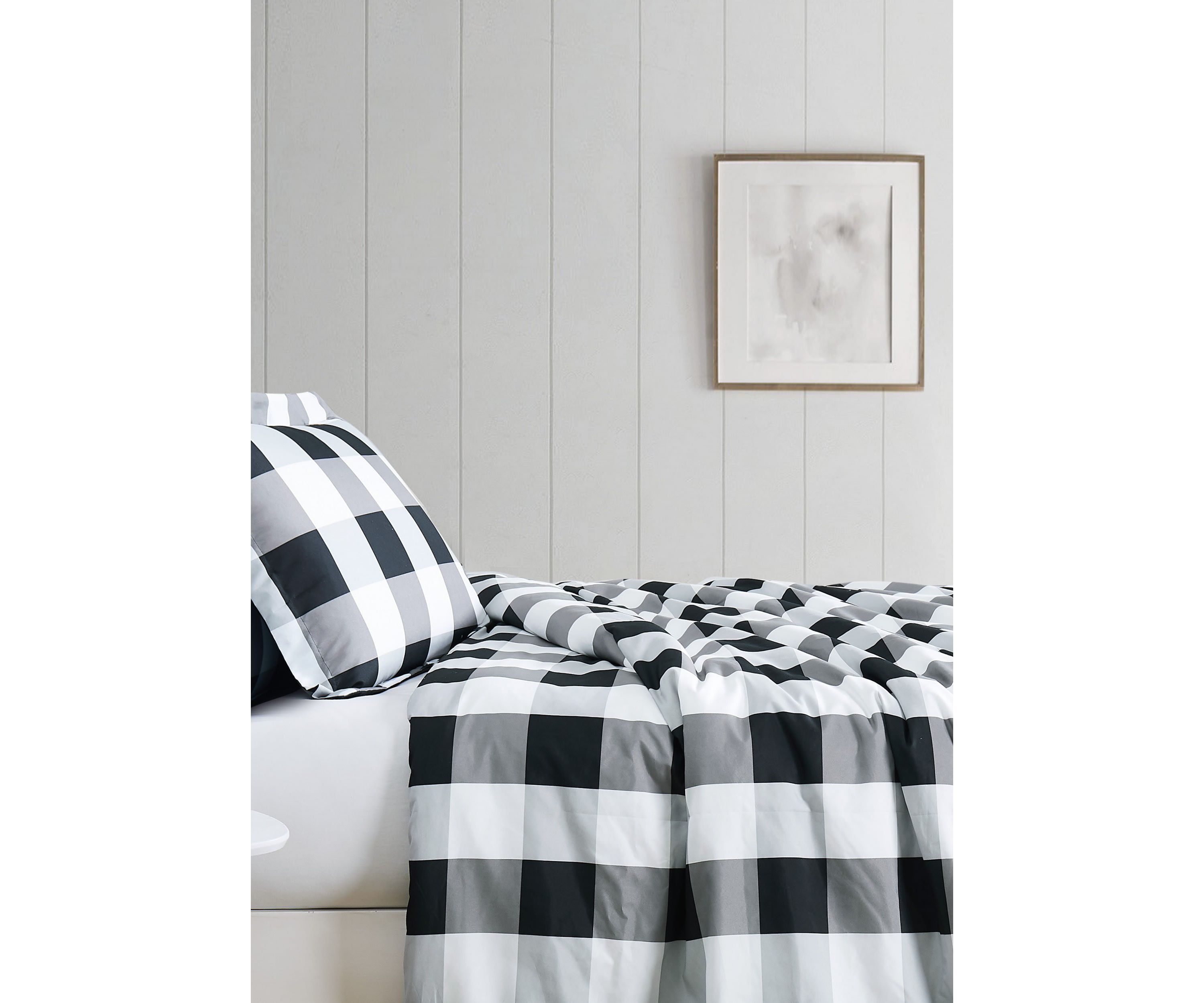 Truly Soft Everyday Buffalo Plaid Black King XL Duvet Cover Set