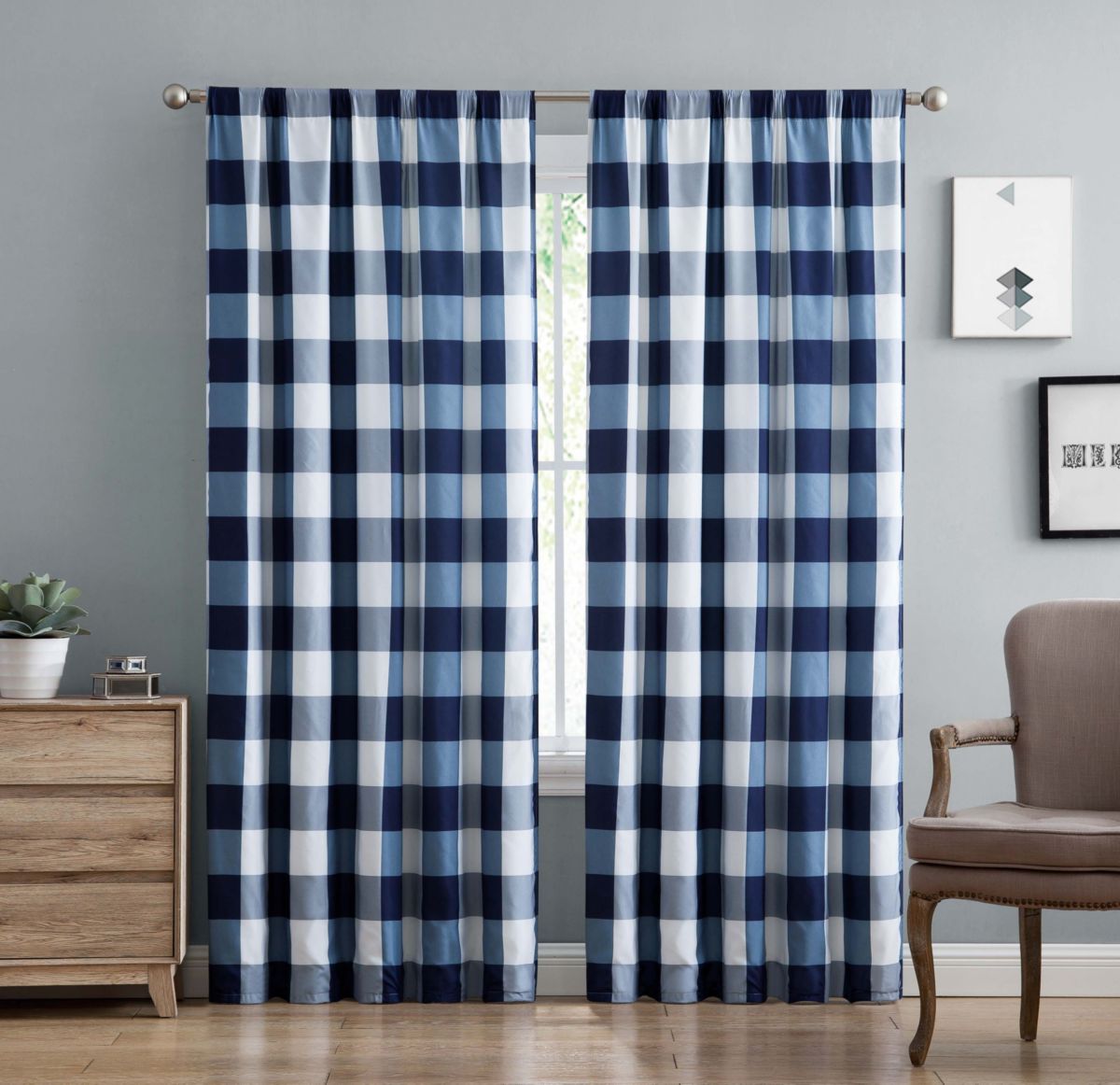 Truly Soft Everyday Buffalo Plaid Khaki Drape Set