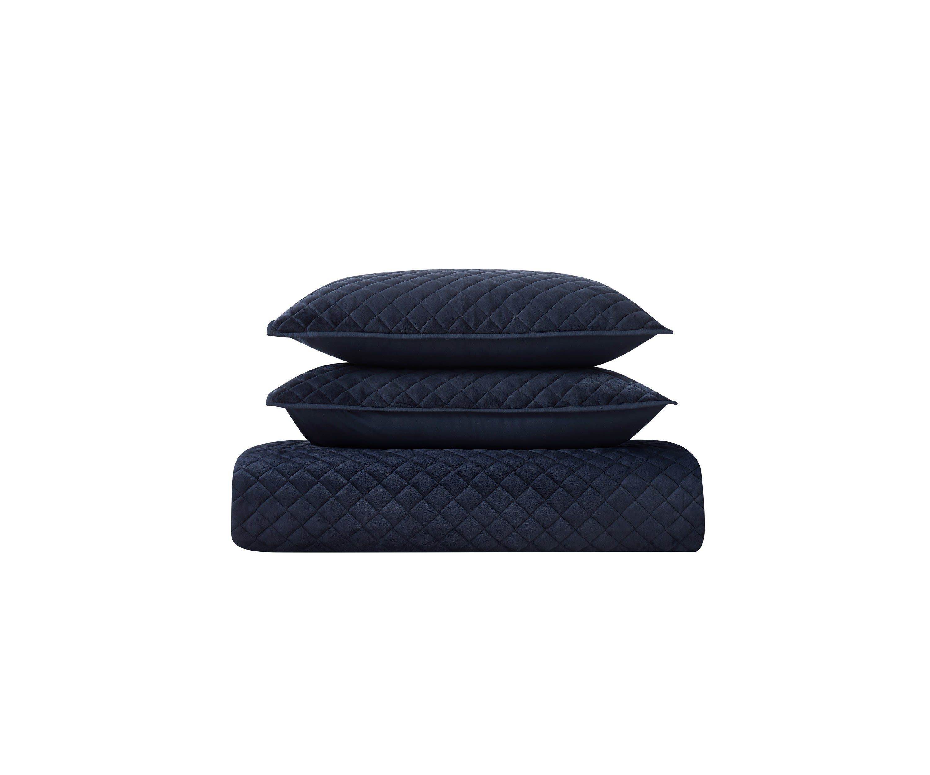 Royal Velvet Diamond Velvet Grey Full/Queen Quilt Set