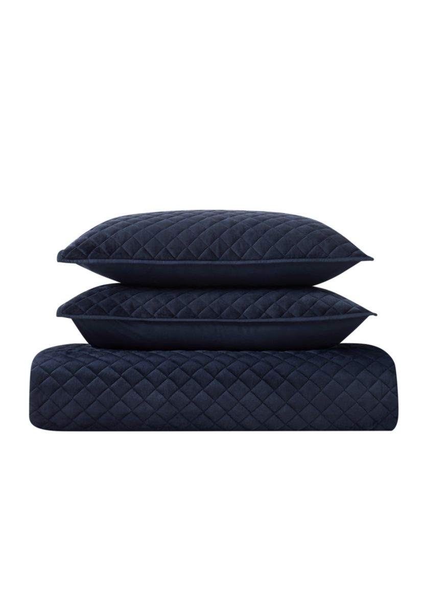 Royal Velvet Diamond Velvet Grey Full/Queen Quilt Set