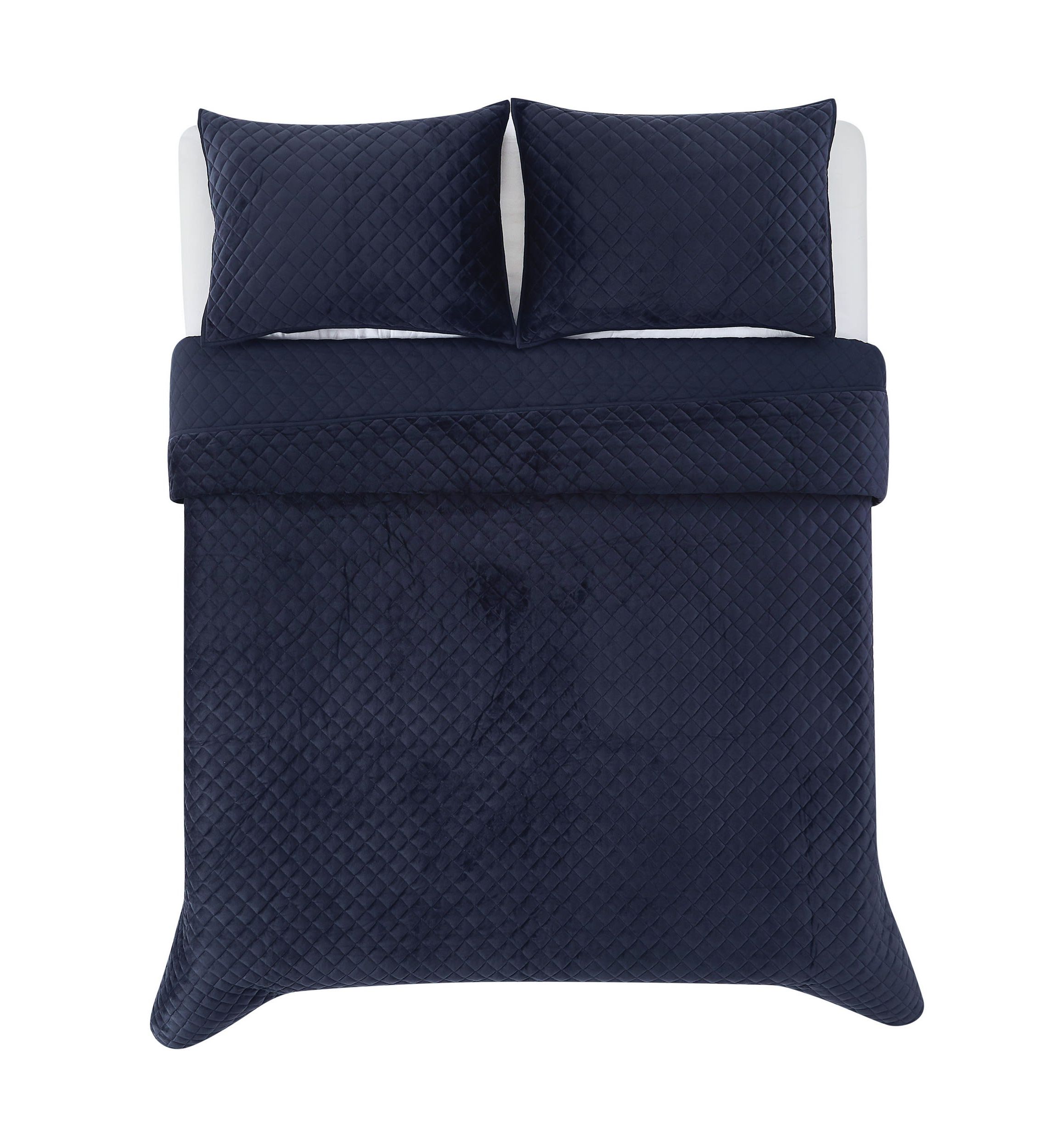 Royal Velvet Diamond Velvet Navy Blue Twin/Twin XL Quilt Set