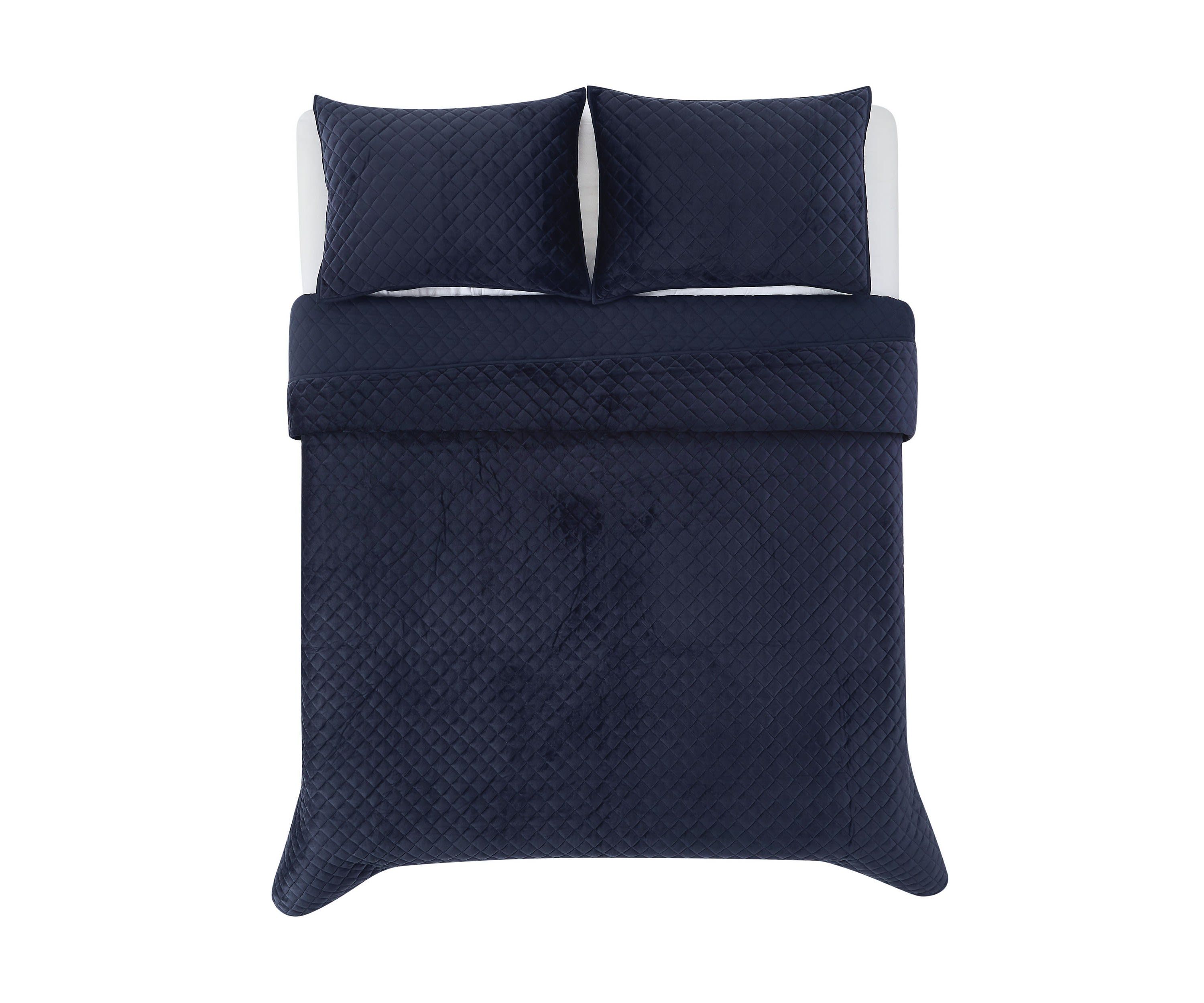Royal Velvet Diamond Velvet Grey Full/Queen Quilt Set