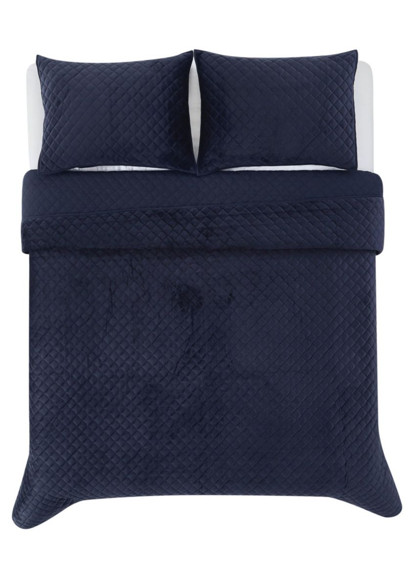 Royal Velvet Diamond Velvet Grey Full/Queen Quilt Set