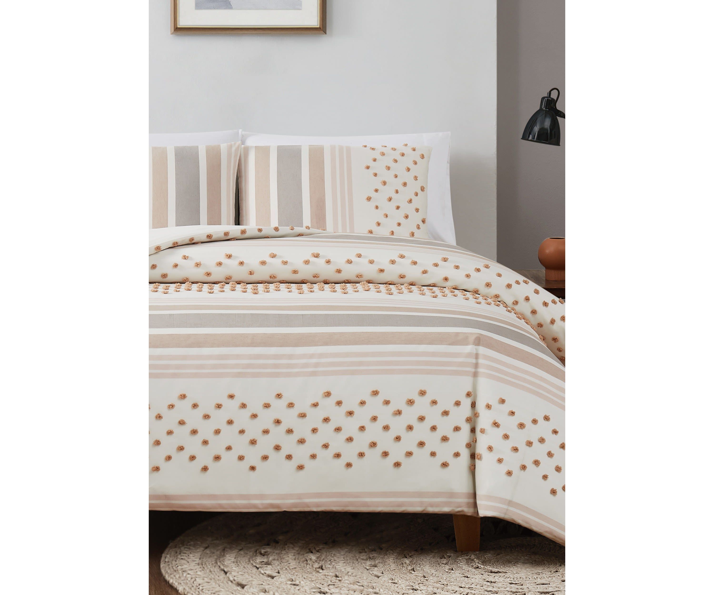 Brooklyn Loom Mia Tufted Texture Grey 3 Piece Full/Queen Duvet Cover Set