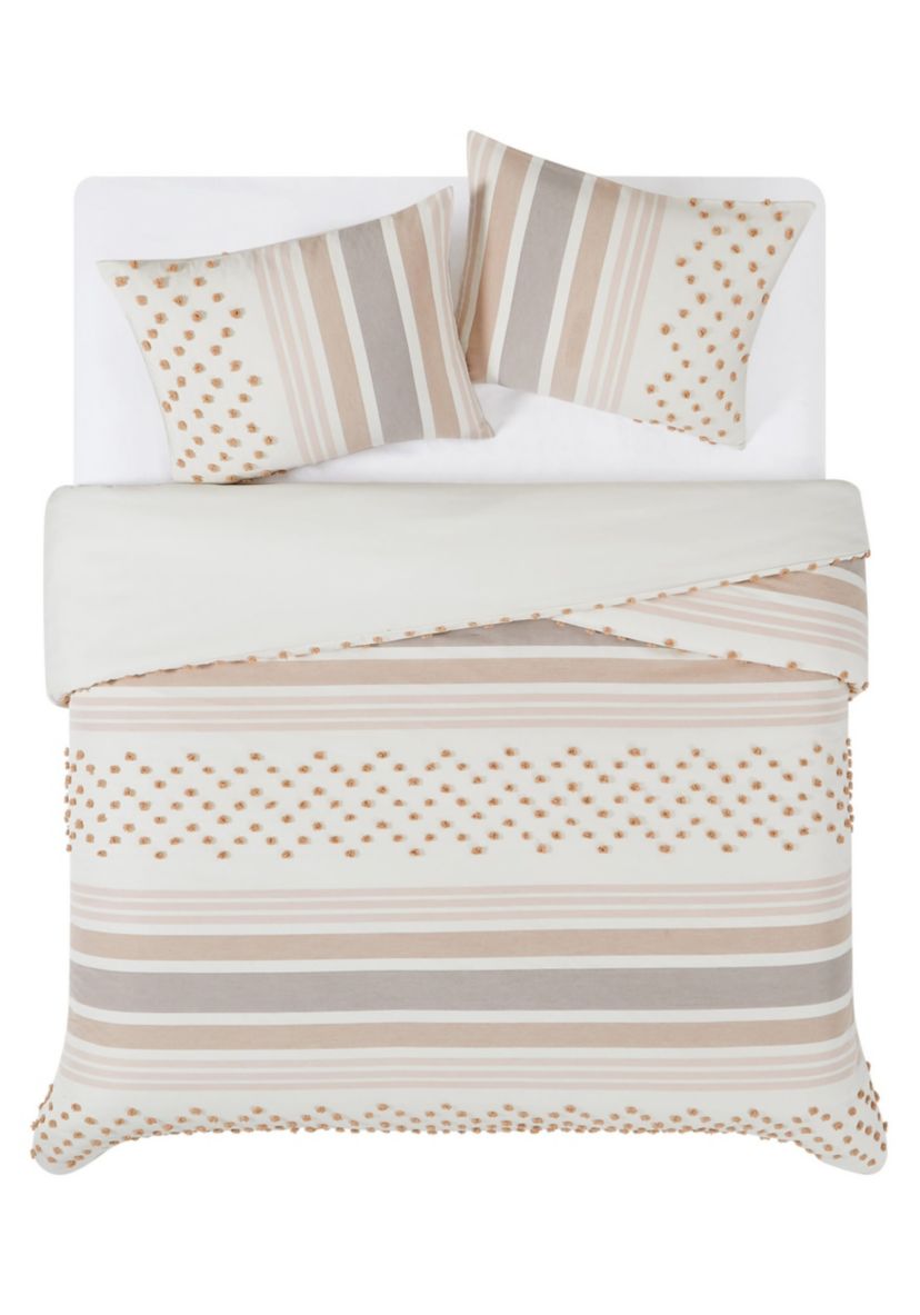 Brooklyn Loom Mia Tufted Texture Grey 3 Piece Full/Queen Duvet Cover Set