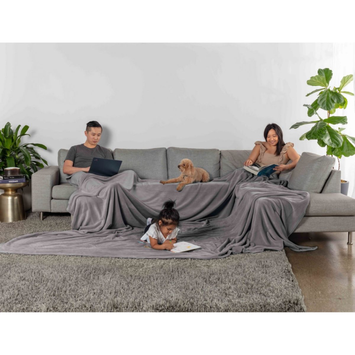 Truly Soft Velvet Plush Navy Family Blanket