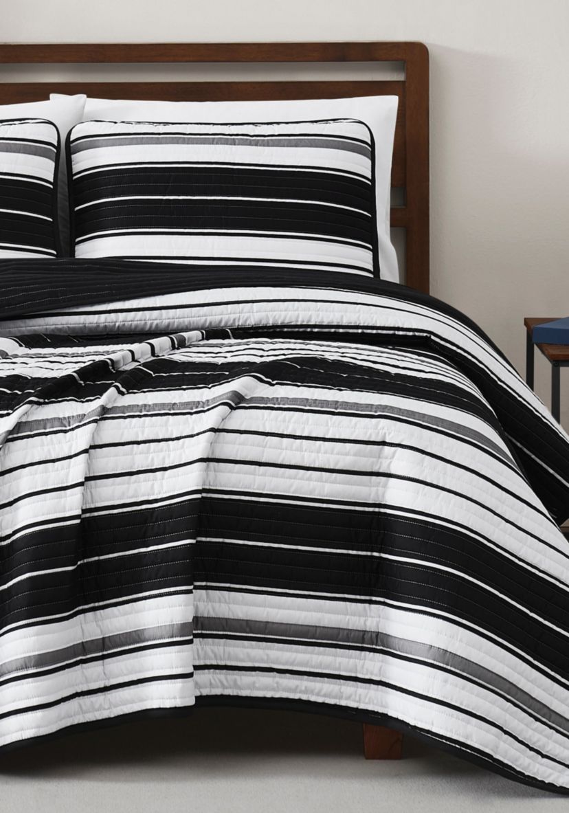 Truly Soft Brentwood Stripe King 3 Piece Quilt Set