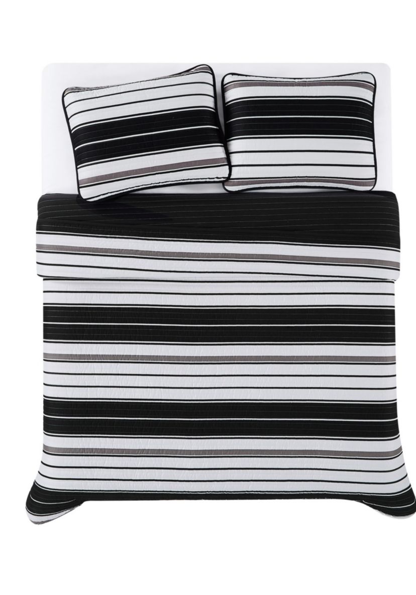 Truly Soft Brentwood Stripe King 3 Piece Quilt Set