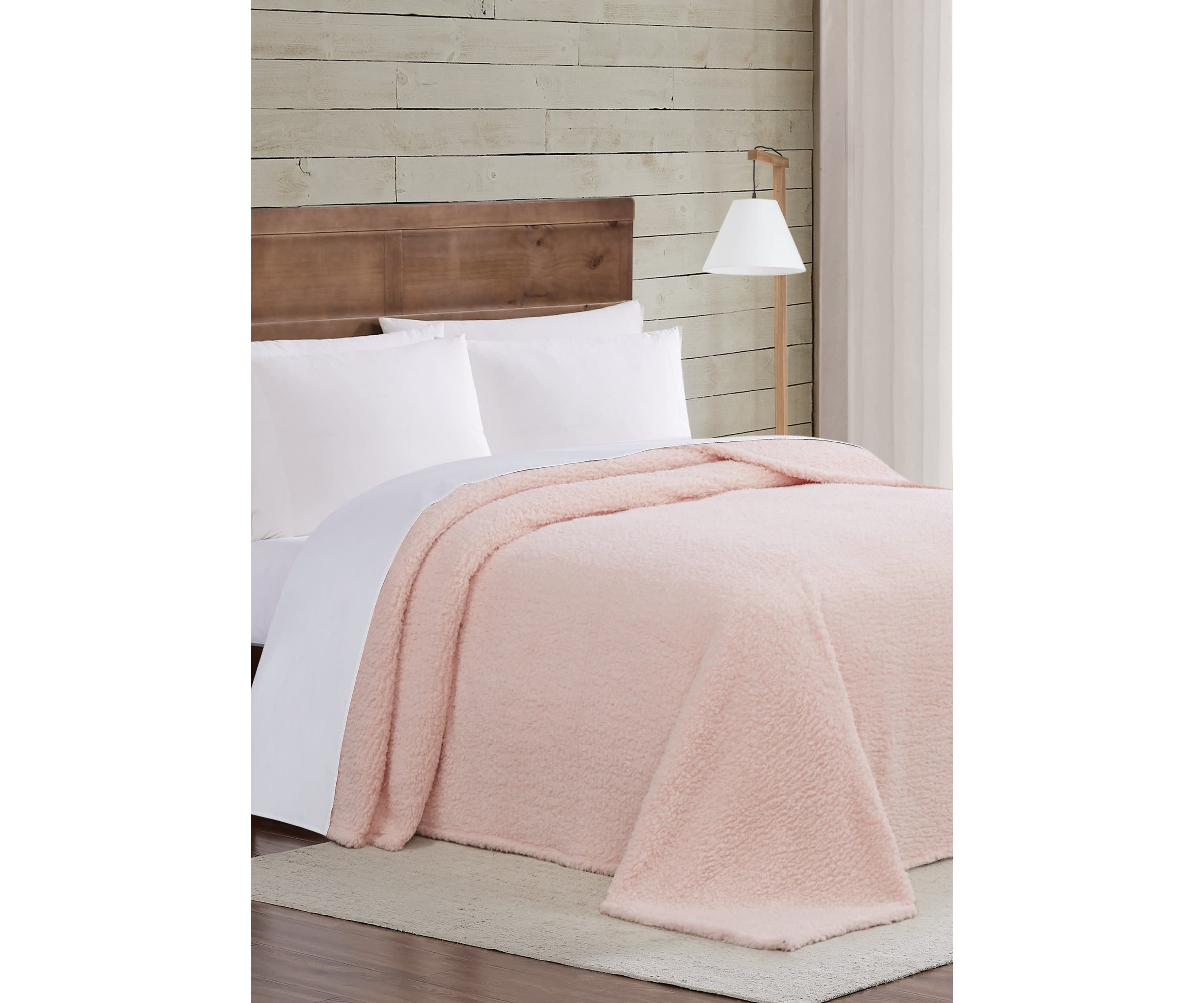 Brooklyn Loom Marshmallow Sherpa Twin XL Blanket in Dusty Rose