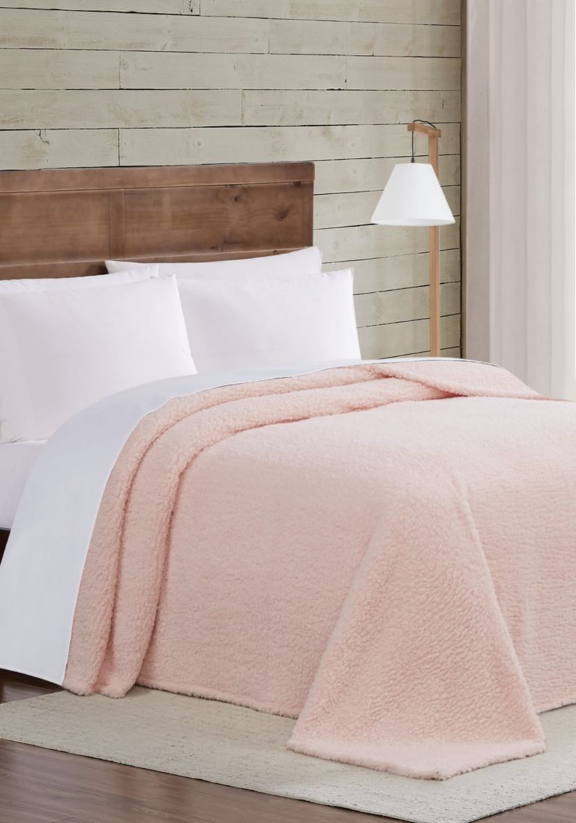 Brooklyn Loom Marshmallow Sherpa Twin XL Blanket in Dusty Rose