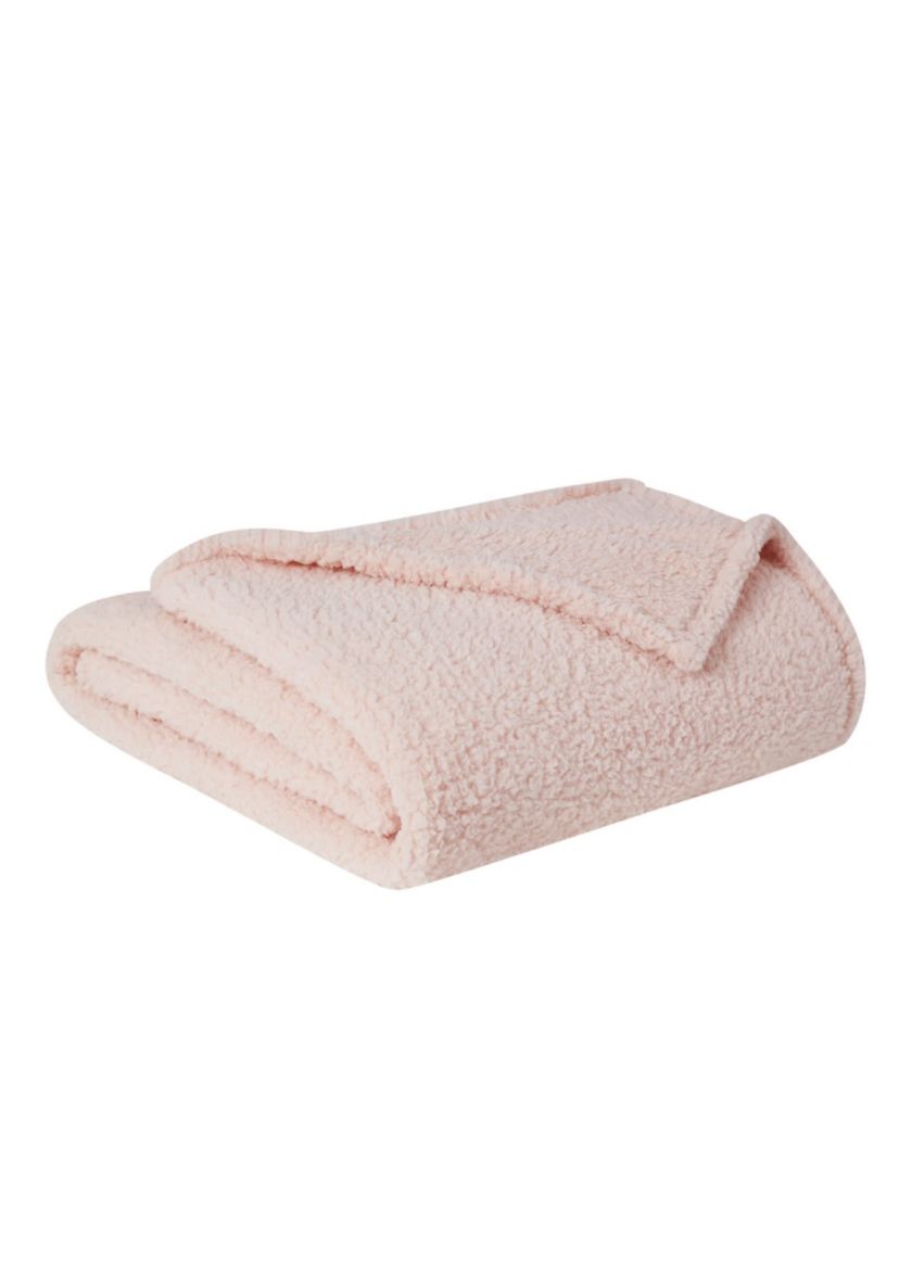 Brooklyn Loom Marshmallow Sherpa Twin XL Blanket in Dusty Rose
