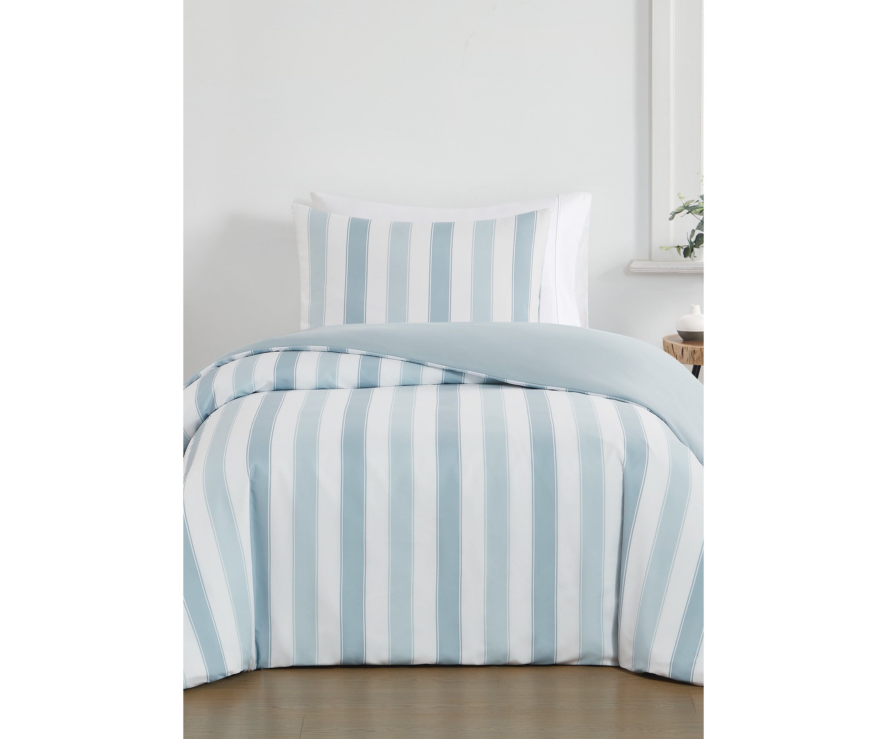 Truly Soft Aiden Stripe Blue King 3 Piece Duvet Cover Set