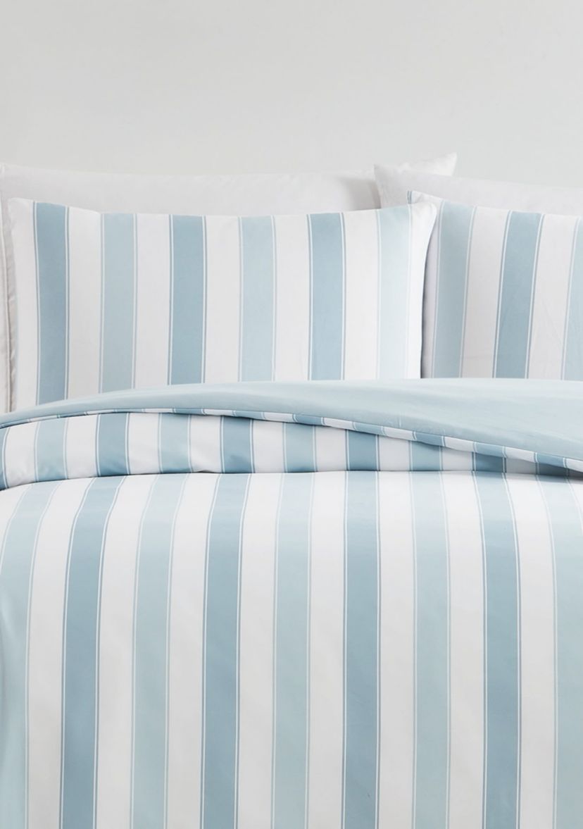 Truly Soft Aiden Stripe Blue King 3 Piece Duvet Cover Set