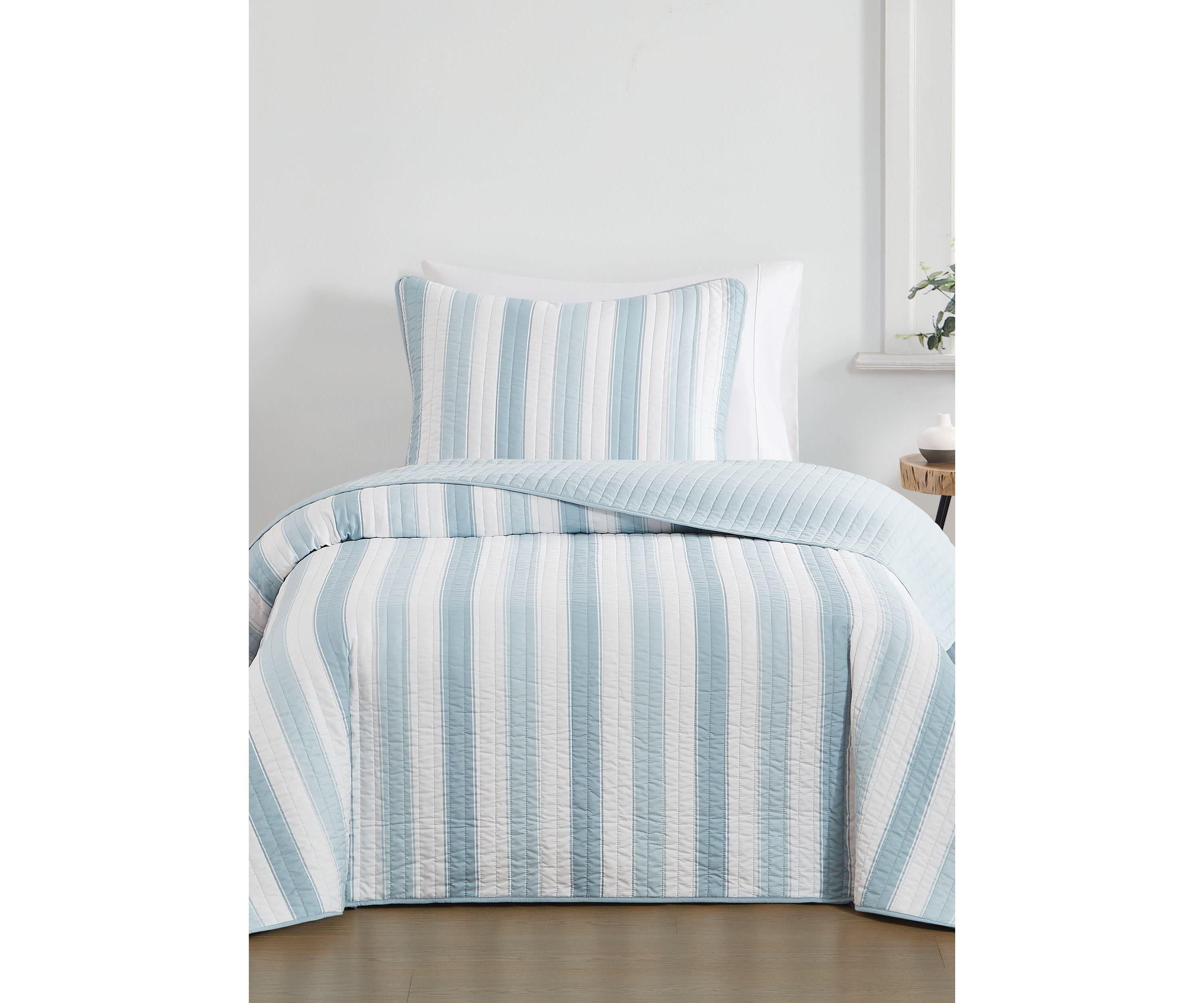 Truly Soft Aiden Stripe Blue Twin/Twin XL 2 Piece Quilt Set