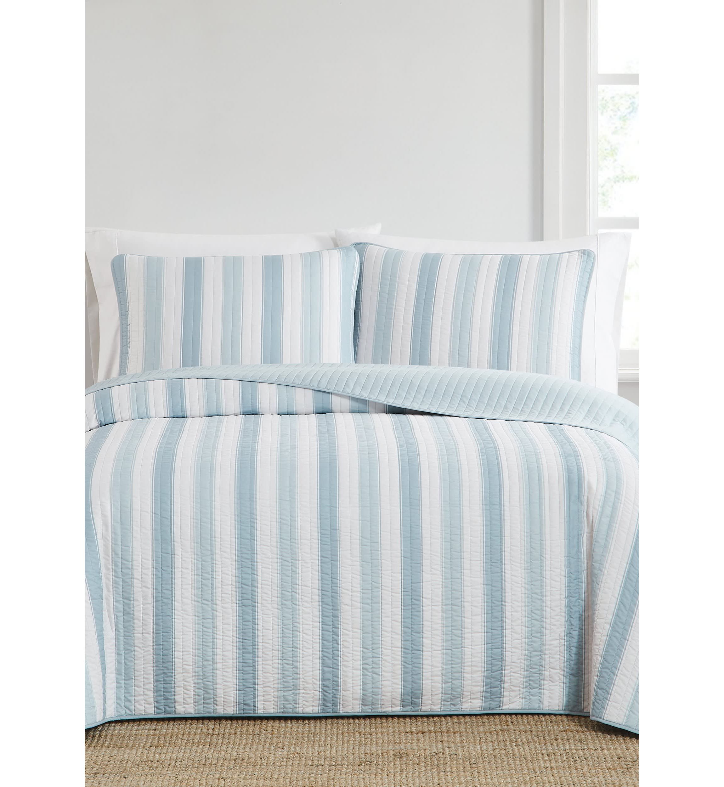 Truly Soft Aiden Stripe Blue King 3 Piece Quilt Set