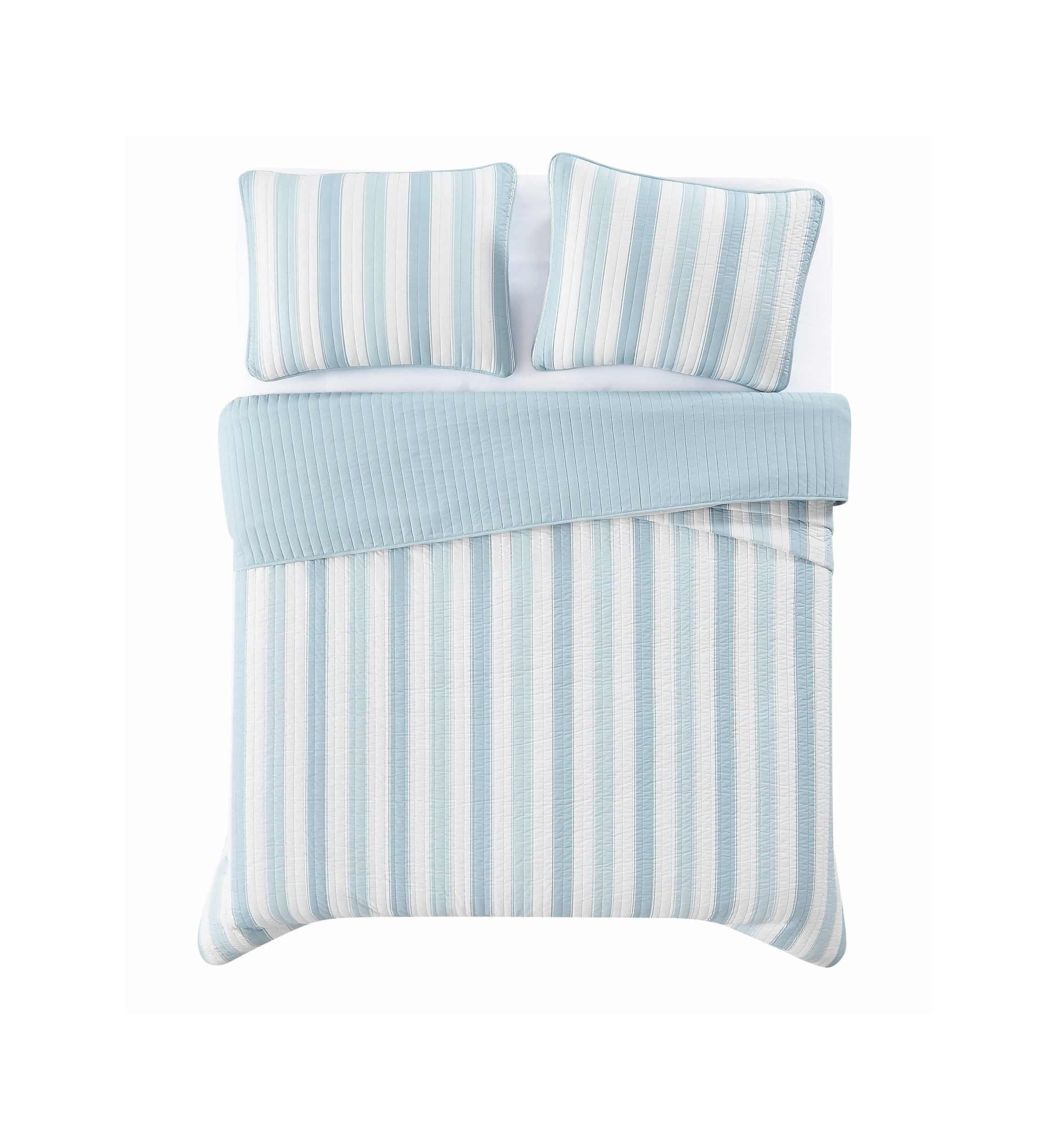Truly Soft Aiden Stripe Blue King 3 Piece Quilt Set