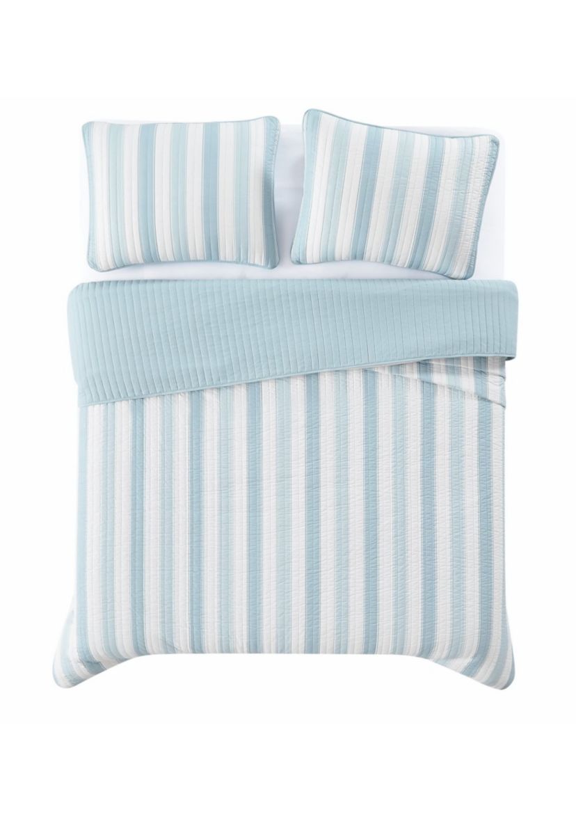 Truly Soft Aiden Stripe Blue Twin/Twin XL 2 Piece Quilt Set