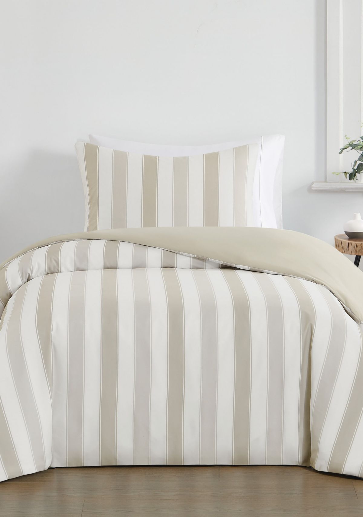 Truly Soft Aiden Stripe Beige King 3 Piece Comforter Set