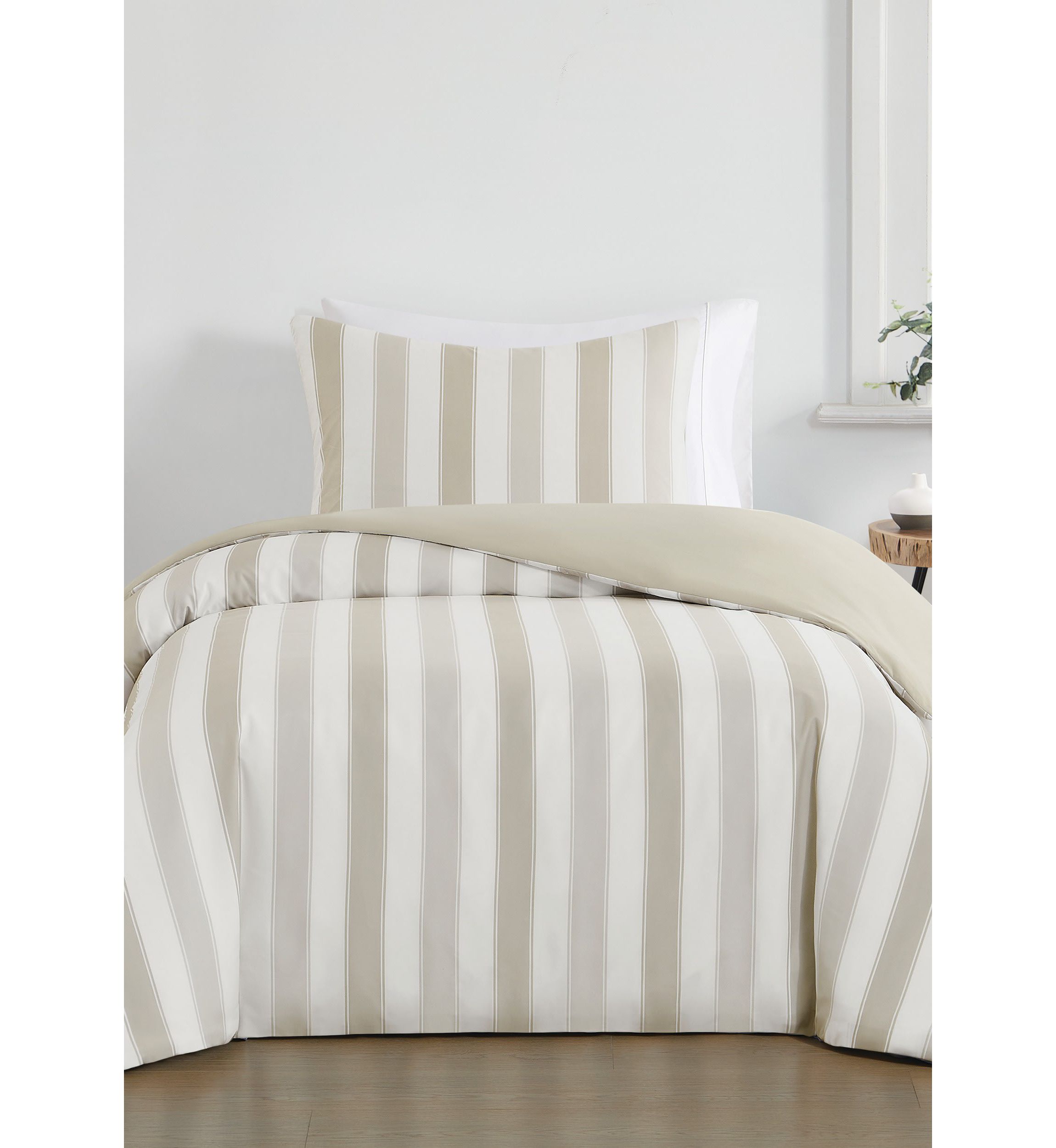 Truly Soft Aiden Stripe Beige King 3 Piece Comforter Set