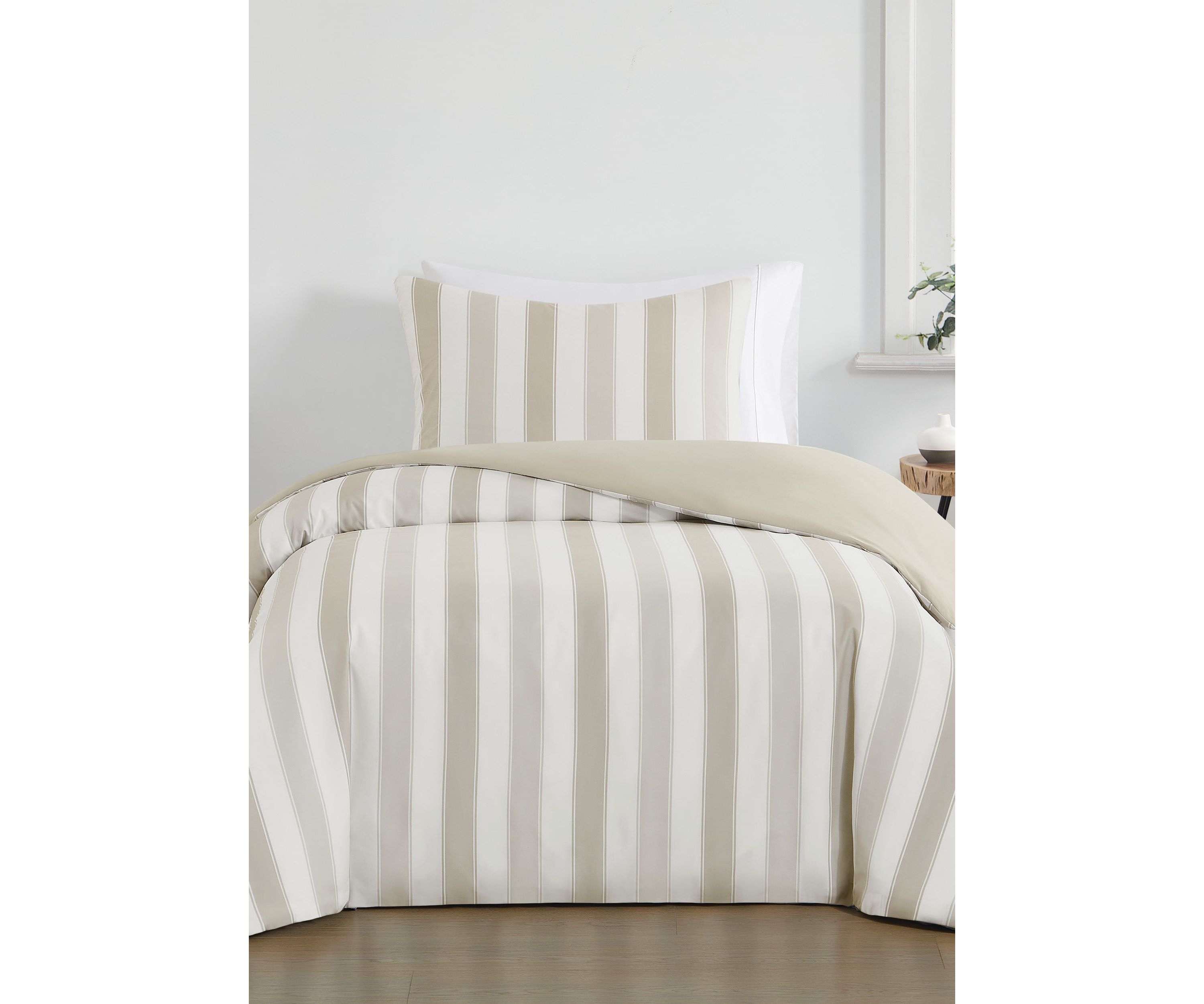 Truly Soft Aiden Stripe Beige King 3 Piece Comforter Set