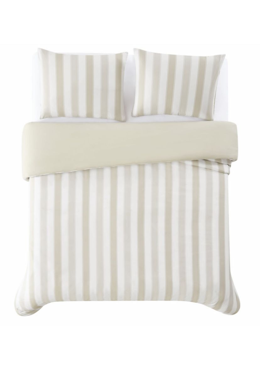 Truly Soft Aiden Stripe Beige King 3 Piece Comforter Set