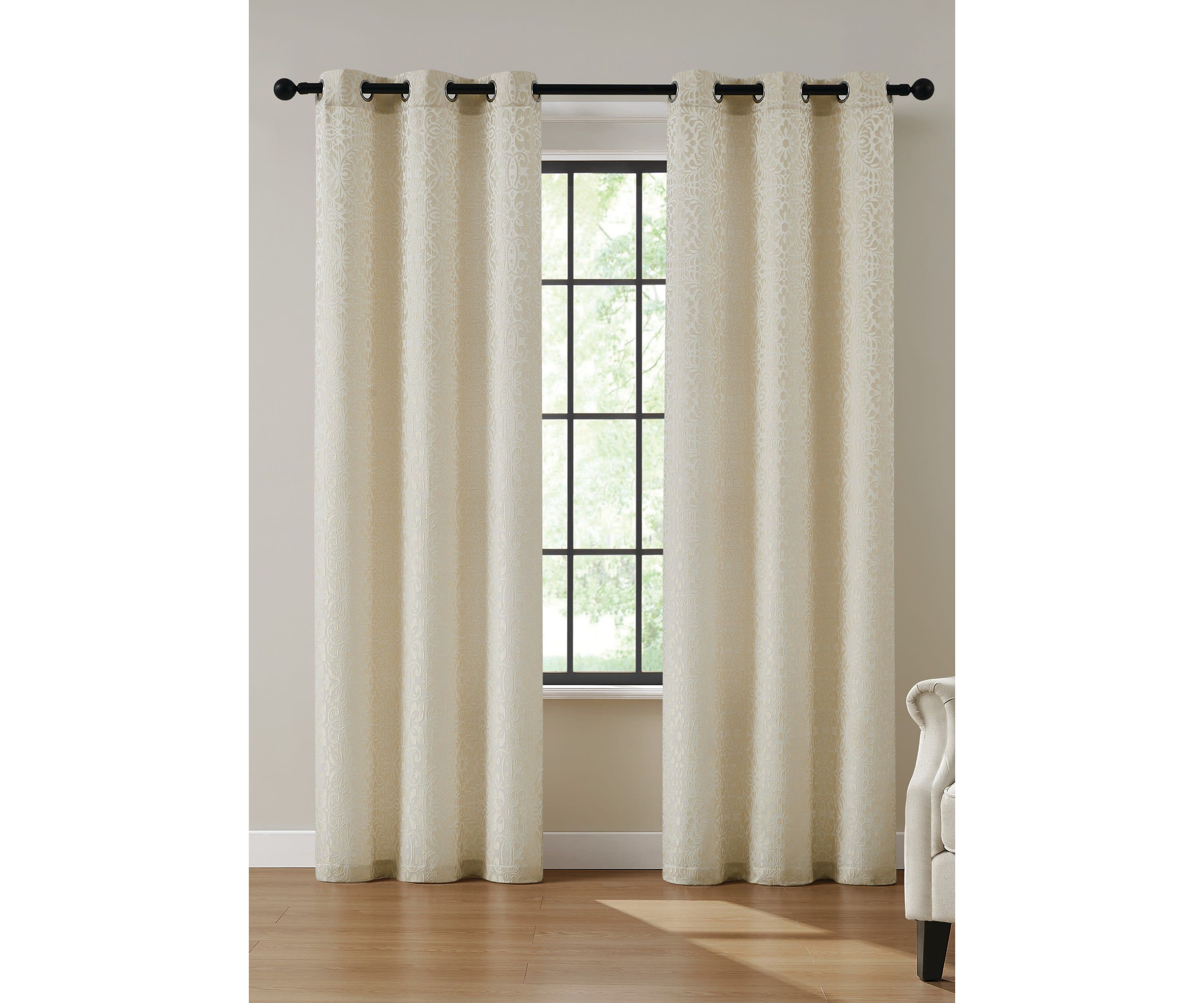 5th Avenue Lux Thalia Textured 38x84 Champagne/Gold Window Panel Pair