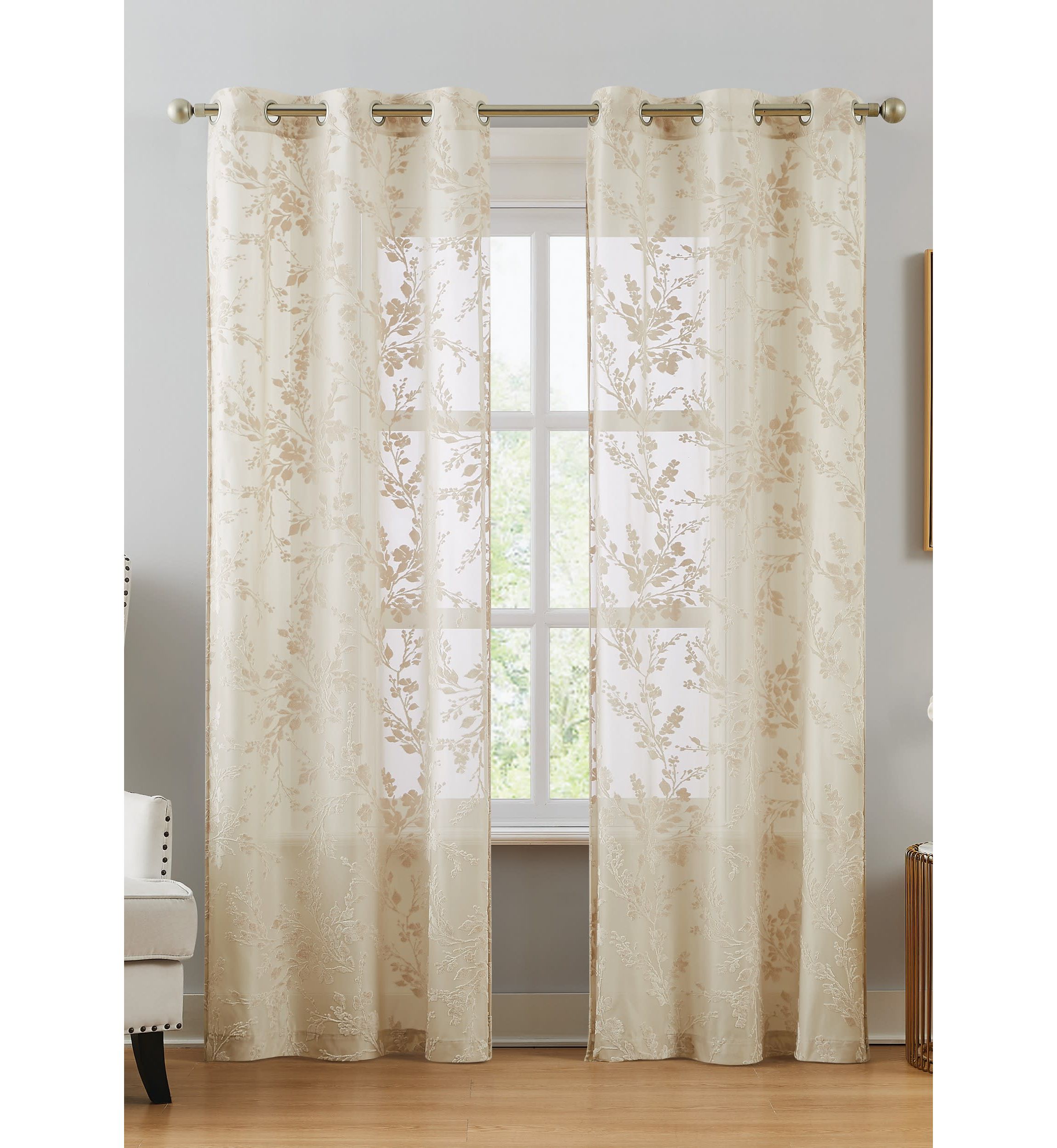 5th Avenue Lux Lark Burn Out 37x84 Sheer Window Panel Pair