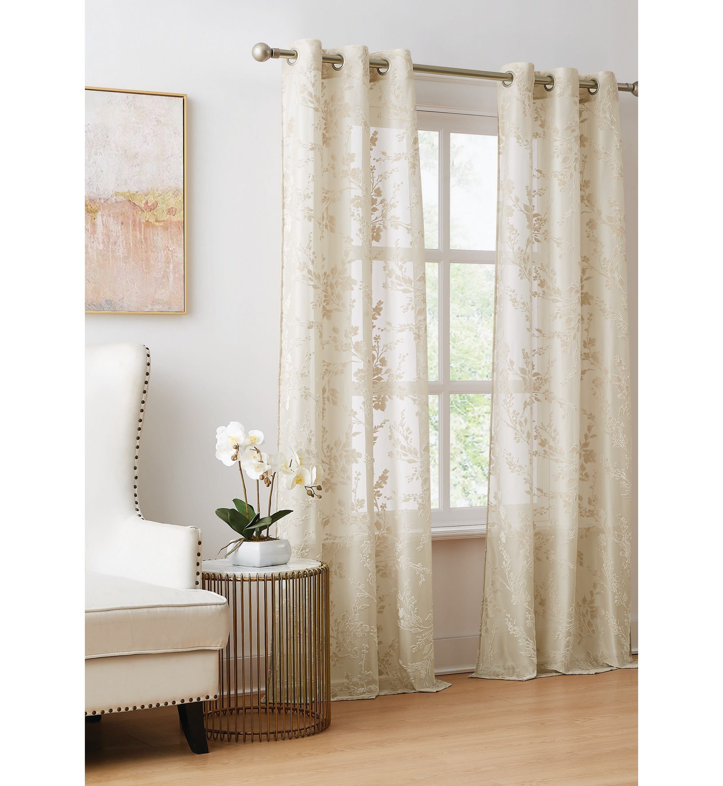 5th Avenue Lux Lark Burn Out 37x84 Sheer Window Panel Pair