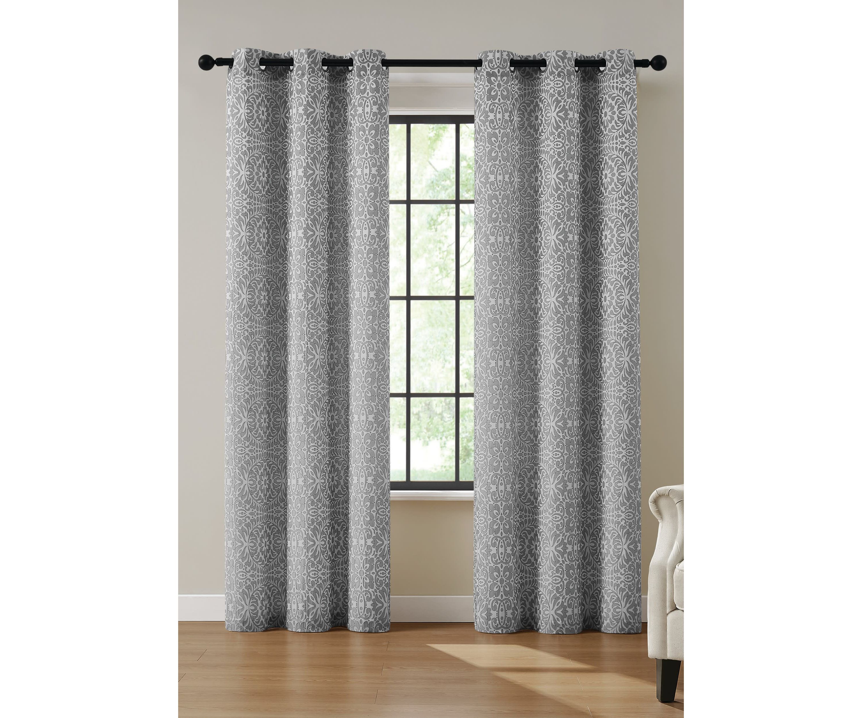5th Avenue Lux Thalia Textured 38x84 Grey/Silver Window Panel Pair