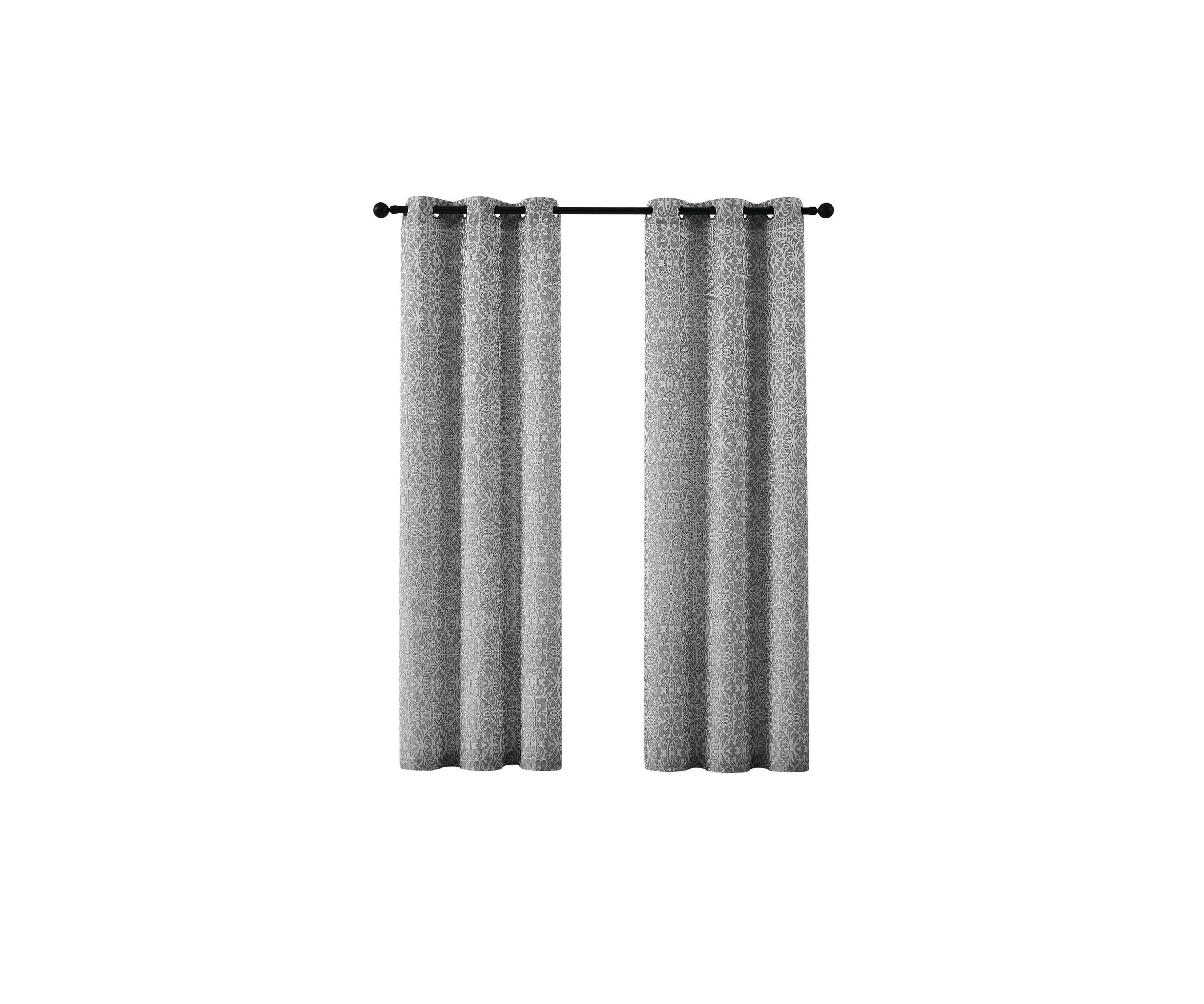 5th Avenue Lux Thalia Textured 38x84 Grey/Silver Window Panel Pair