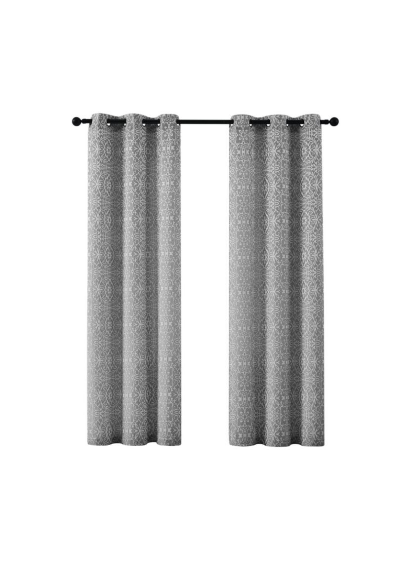 5th Avenue Lux Thalia Textured 38x84 Grey/Silver Window Panel Pair
