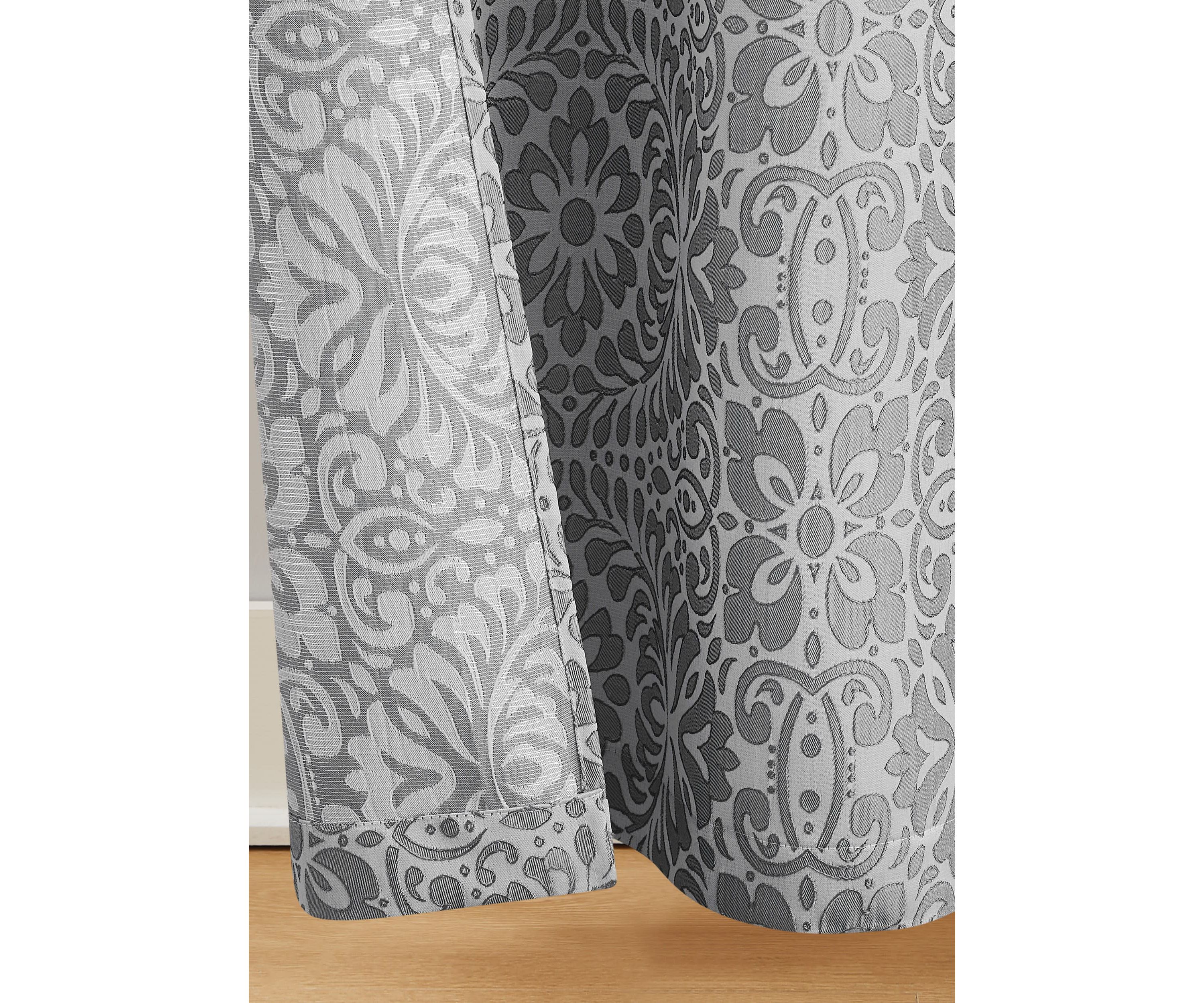5th Avenue Lux Thalia Textured 38x84 Grey/Silver Window Panel Pair