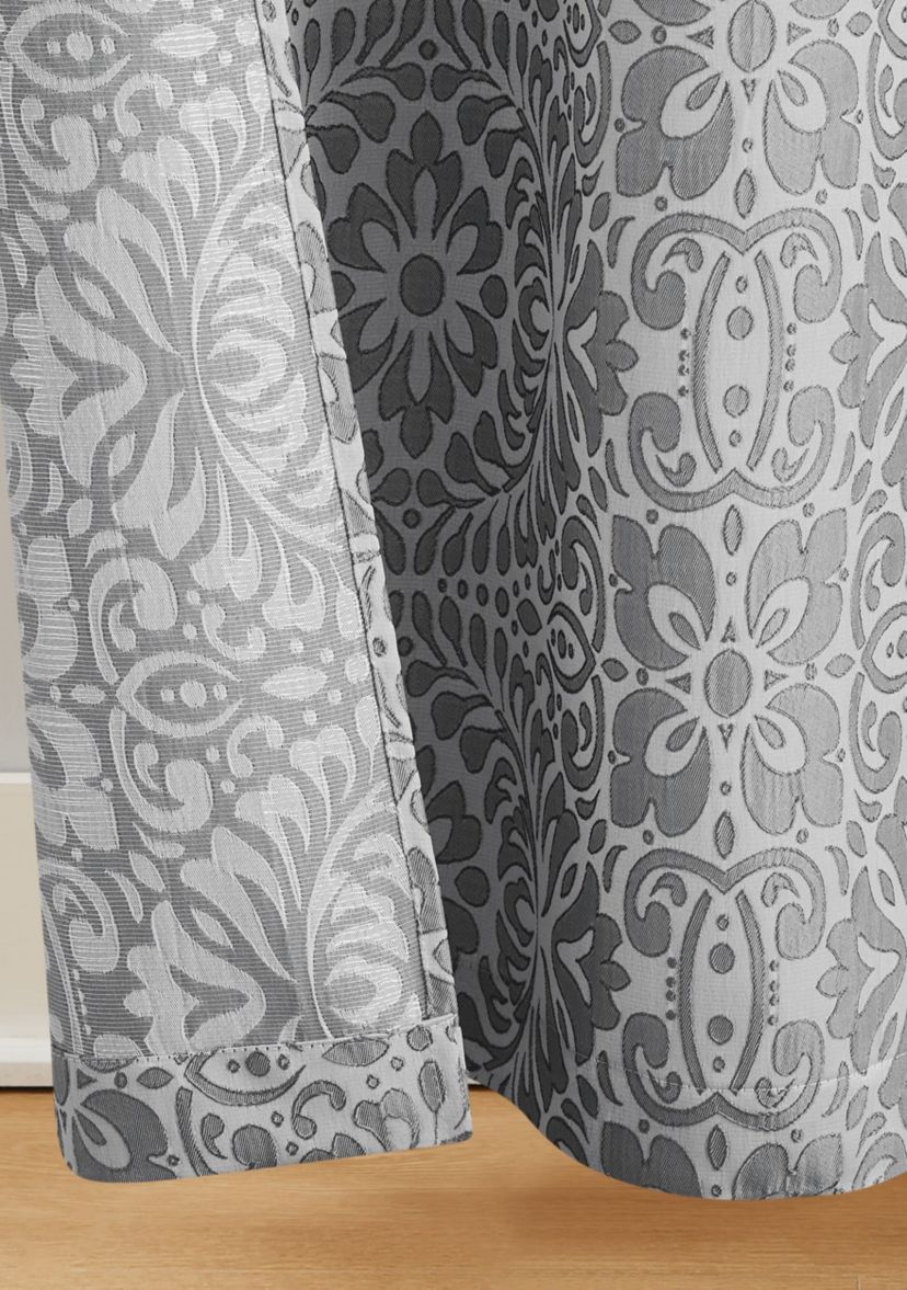 5th Avenue Lux Thalia Textured 38x84 Grey/Silver Window Panel Pair