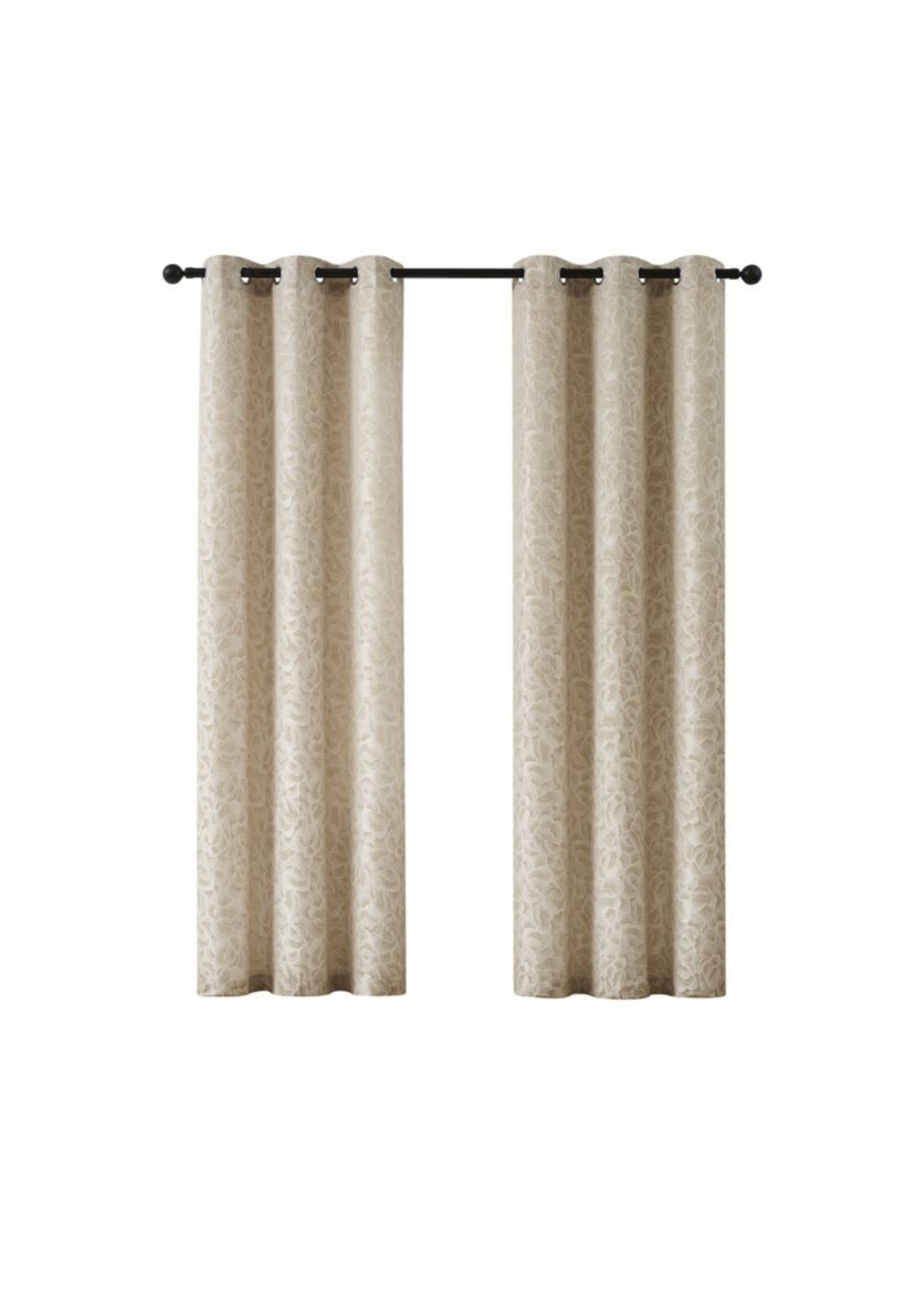 5th Avenue Lux Blythe Textured 38x96 Champagne/Gold Window Panel Pair