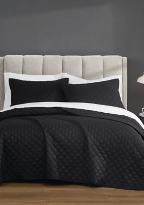 Cannon Solid Percale White Twin/Twin XL 2 Piece Quilt Set, Black