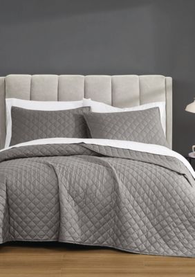 Cannon Solid Percale White Twin/Twin XL 2 Piece Quilt Set, Grey