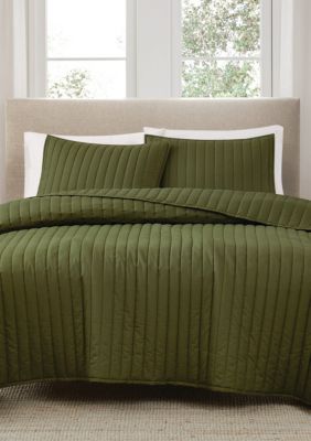 Brooklyn Loom Solid Cotton Percale Burgundy Twin/Twin XL 2 Piece Quilt Set, Green