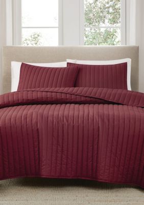 Brooklyn Loom Solid Cotton Percale Burgundy Twin/Twin XL 2 Piece Quilt Set