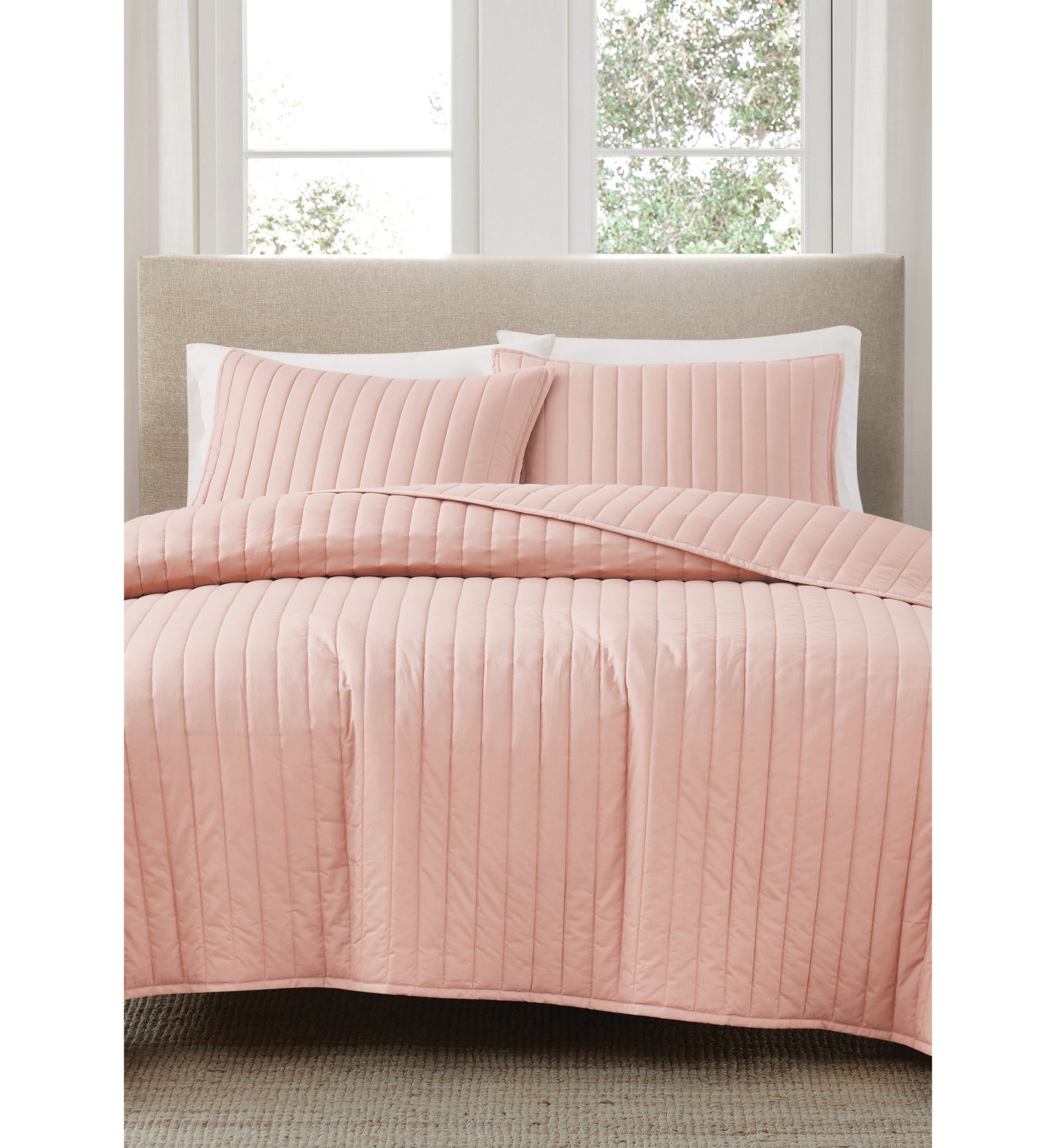 Brooklyn Loom Solid Cotton Percale Black Twin/Twin XL 2 Piece Quilt Set