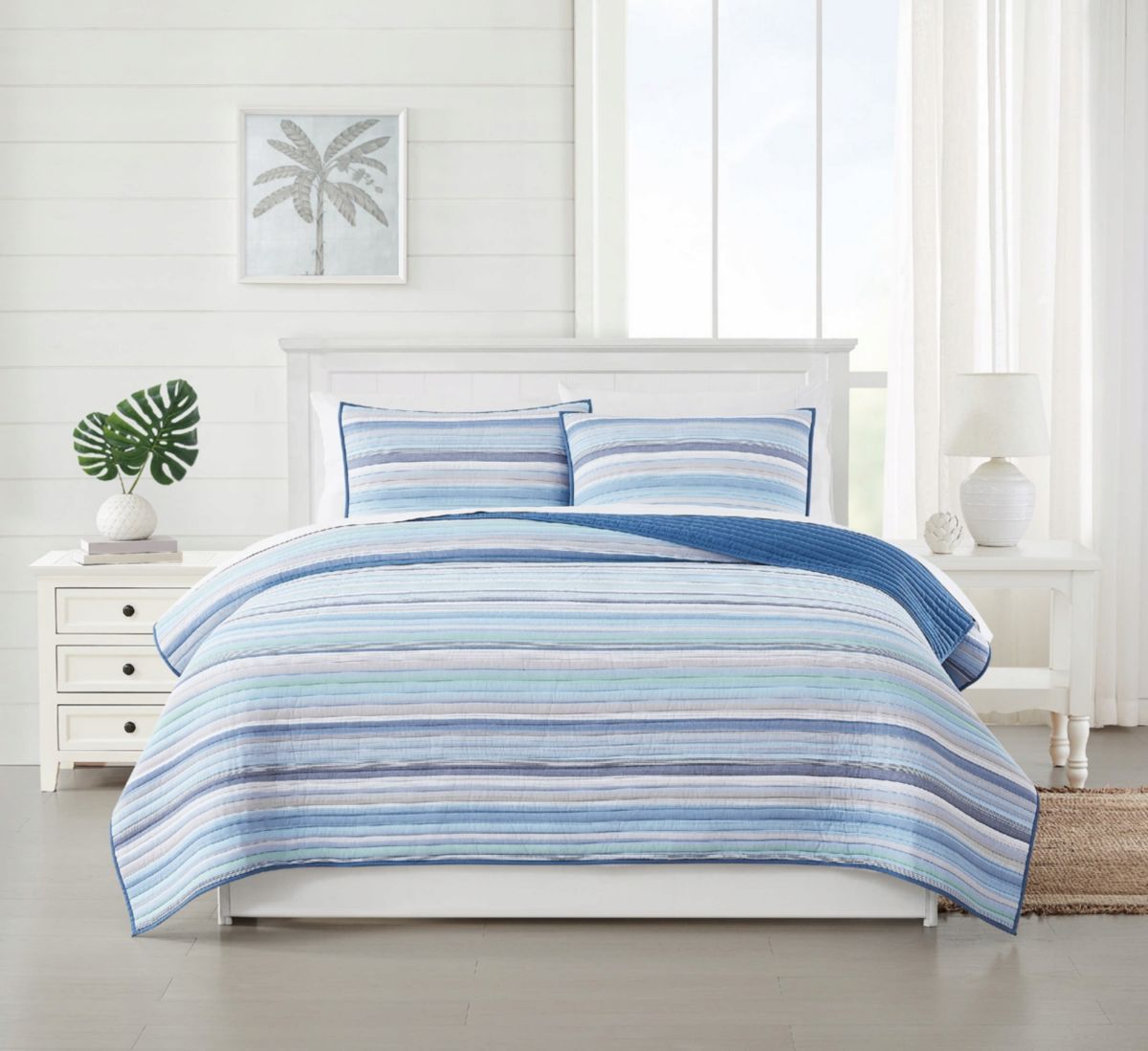 Oceanfront Resort Clearwater Yarn Dye Stripe 2 Piece Twin Quilt Set