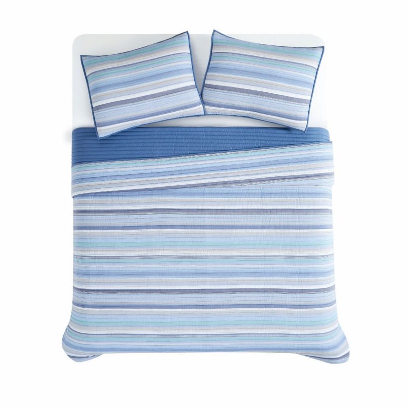 Oceanfront Resort Clearwater Yarn Dye Stripe 2 Piece Twin Quilt Set